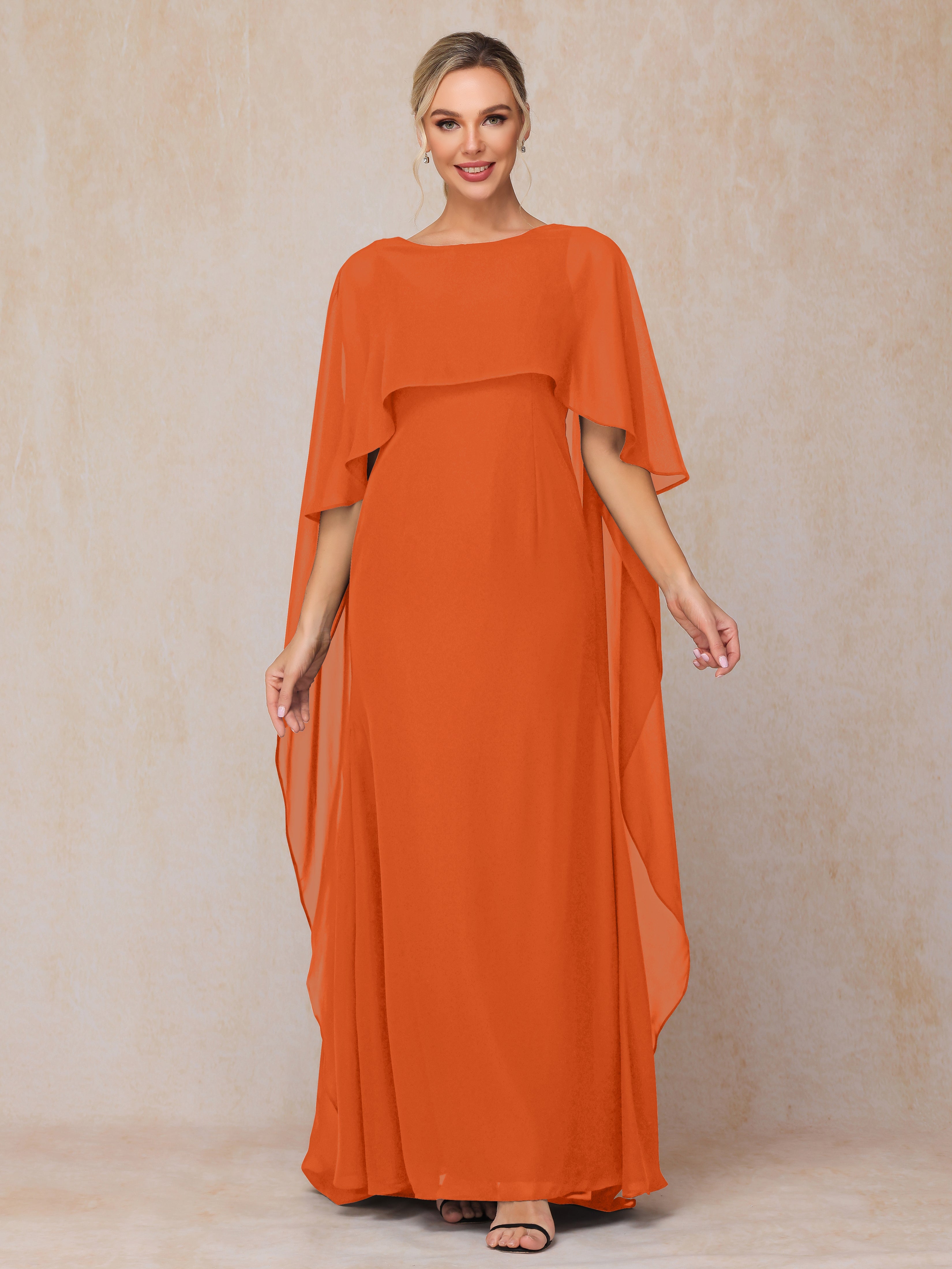 Floor Length Short Sleeves Chiffon Mother Of The Groom Dress