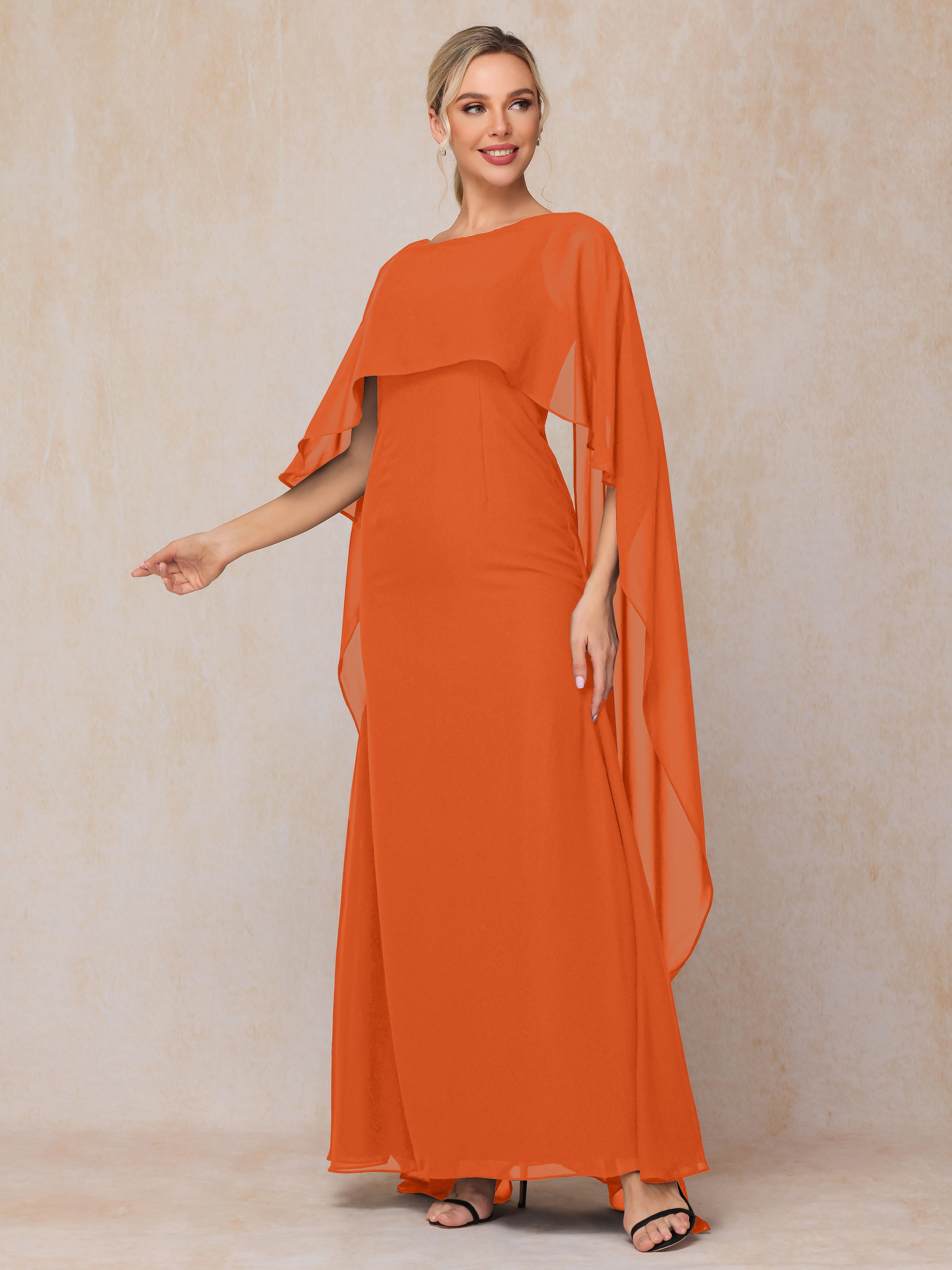 Floor Length Short Sleeves Chiffon Mother Of The Bride Dress