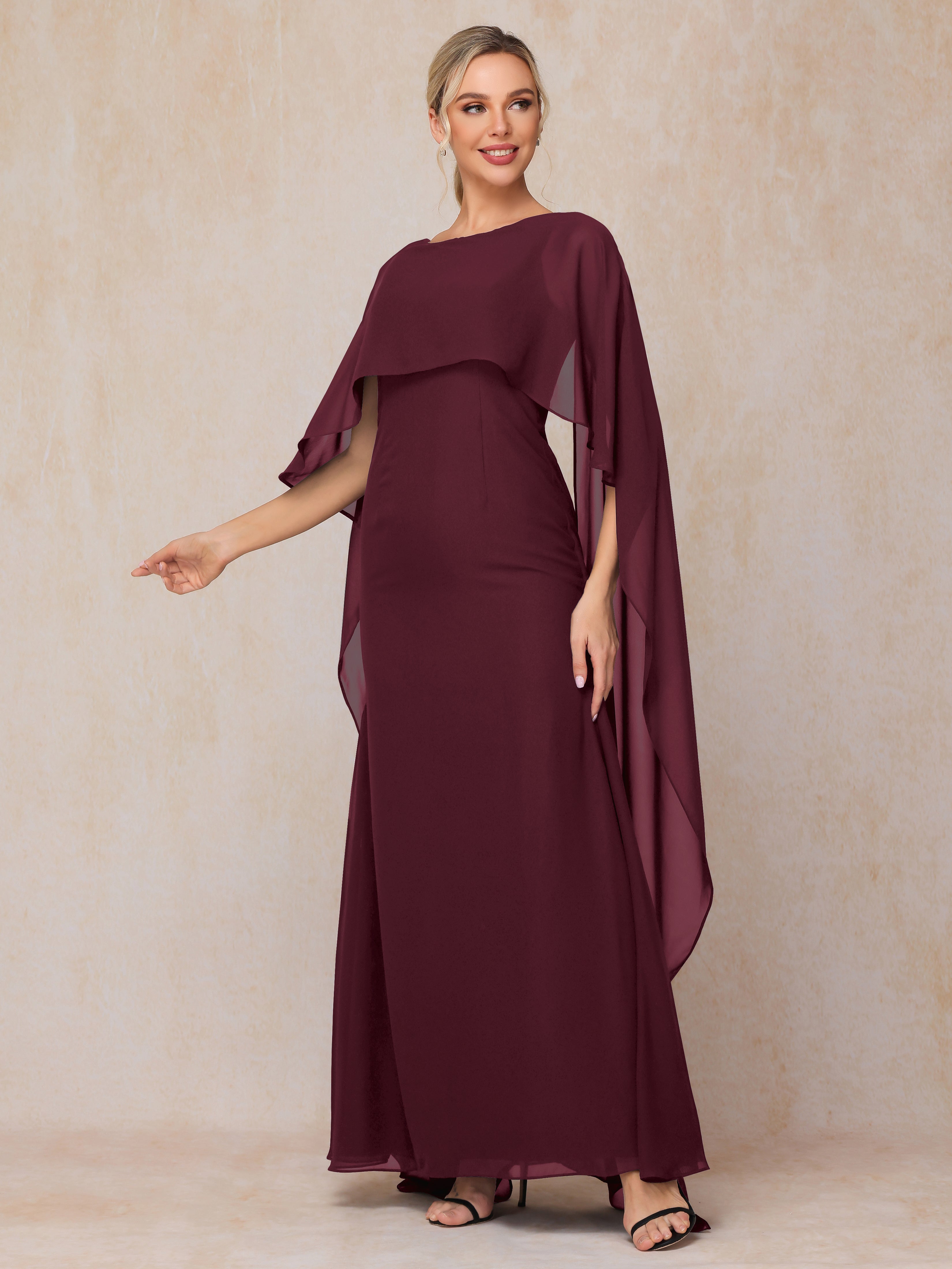 Floor Length Short Sleeves Chiffon Mother Of The Bride Dress