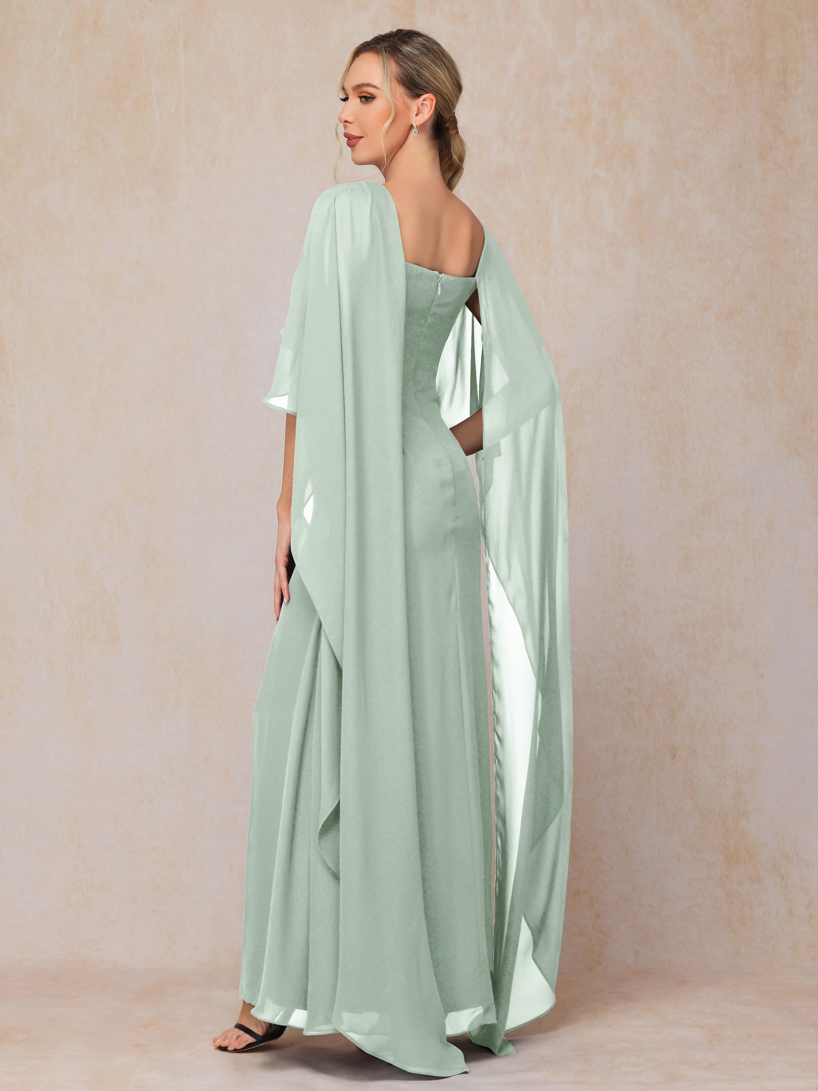 Floor Length Short Sleeves Chiffon Mother Of The Groom Dress