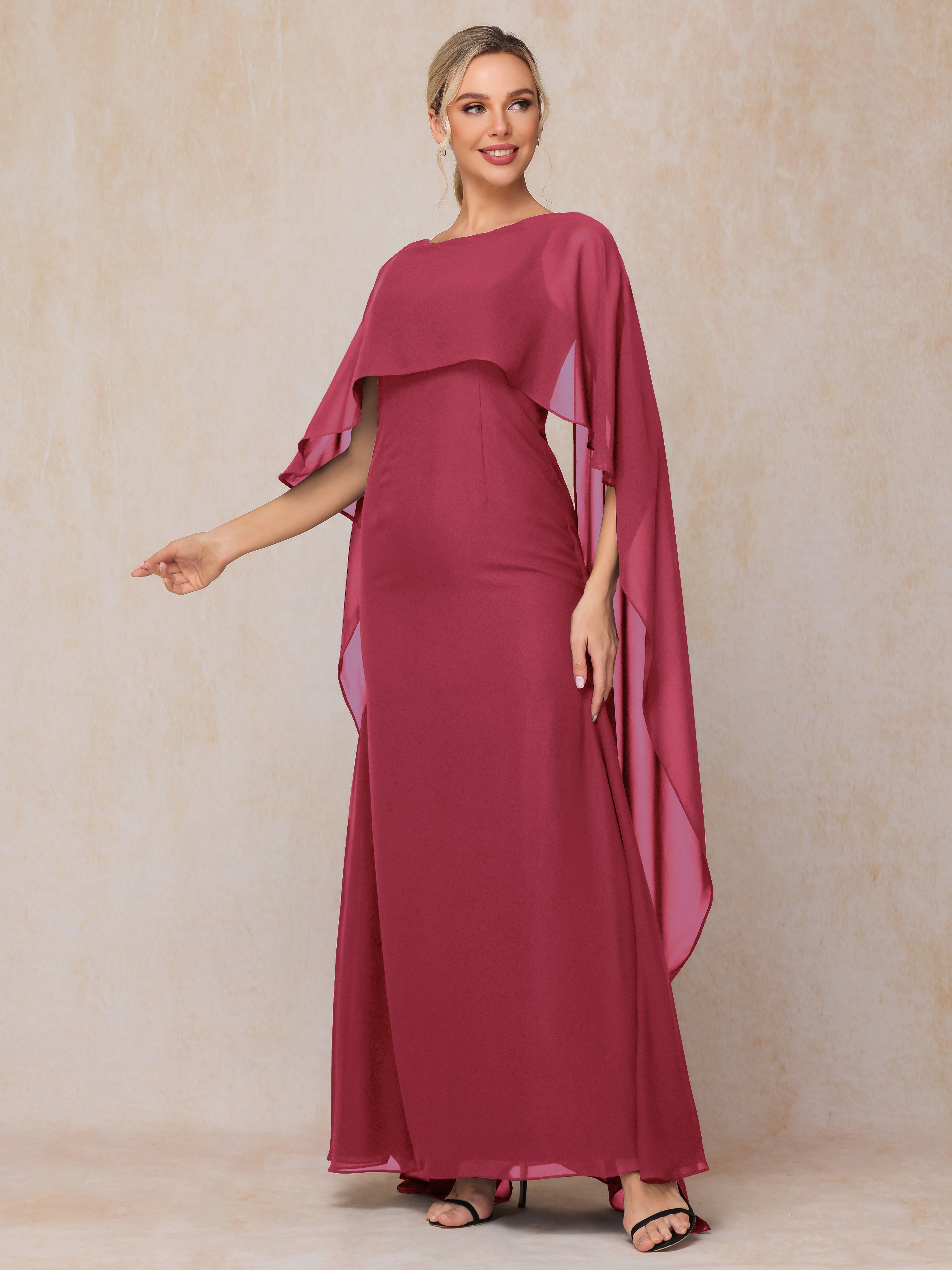 Floor Length Short Sleeves Chiffon Mother Of The Bride Dress