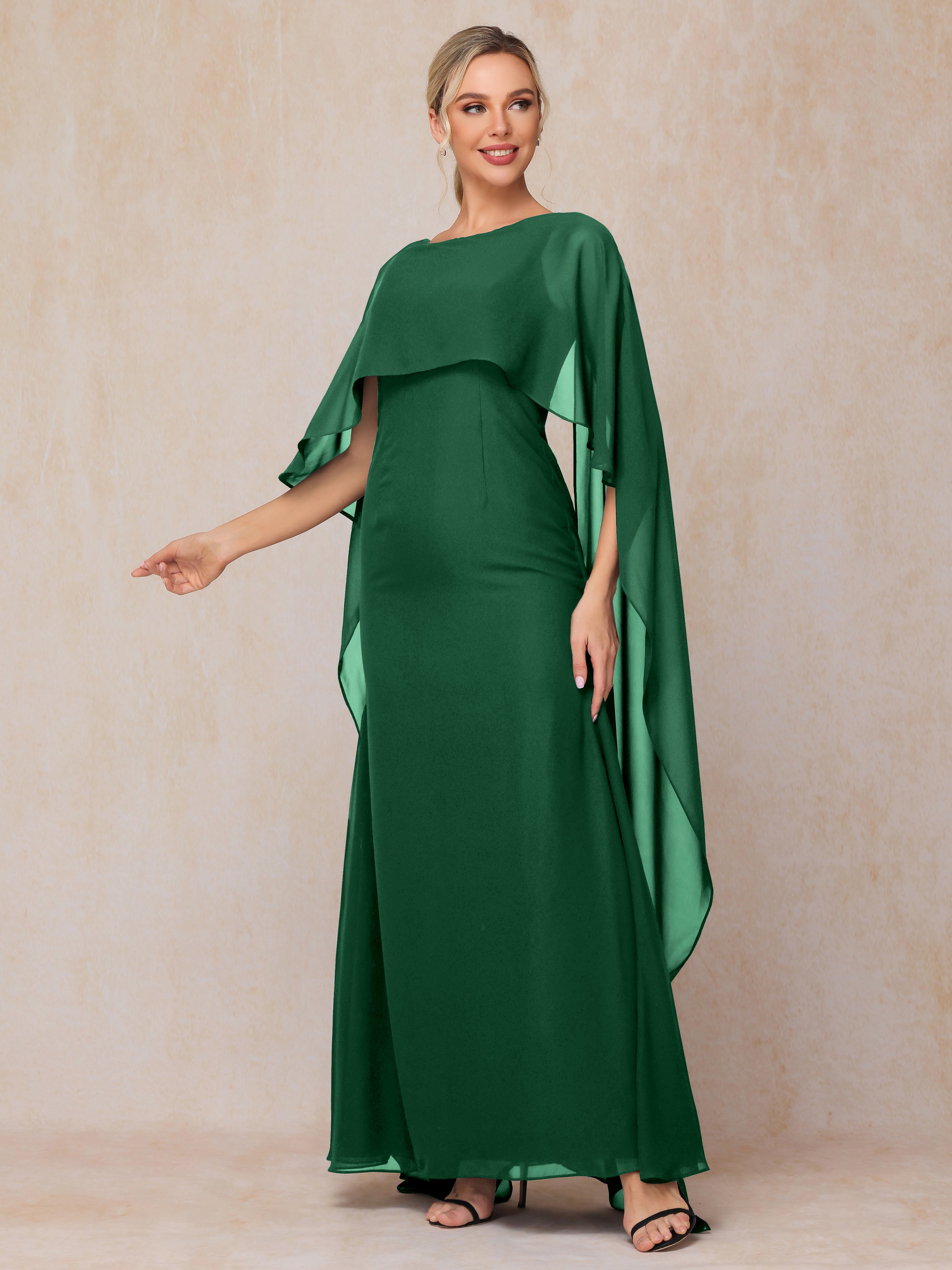 Floor Length Short Sleeves Chiffon Mother Of The Bride Dress
