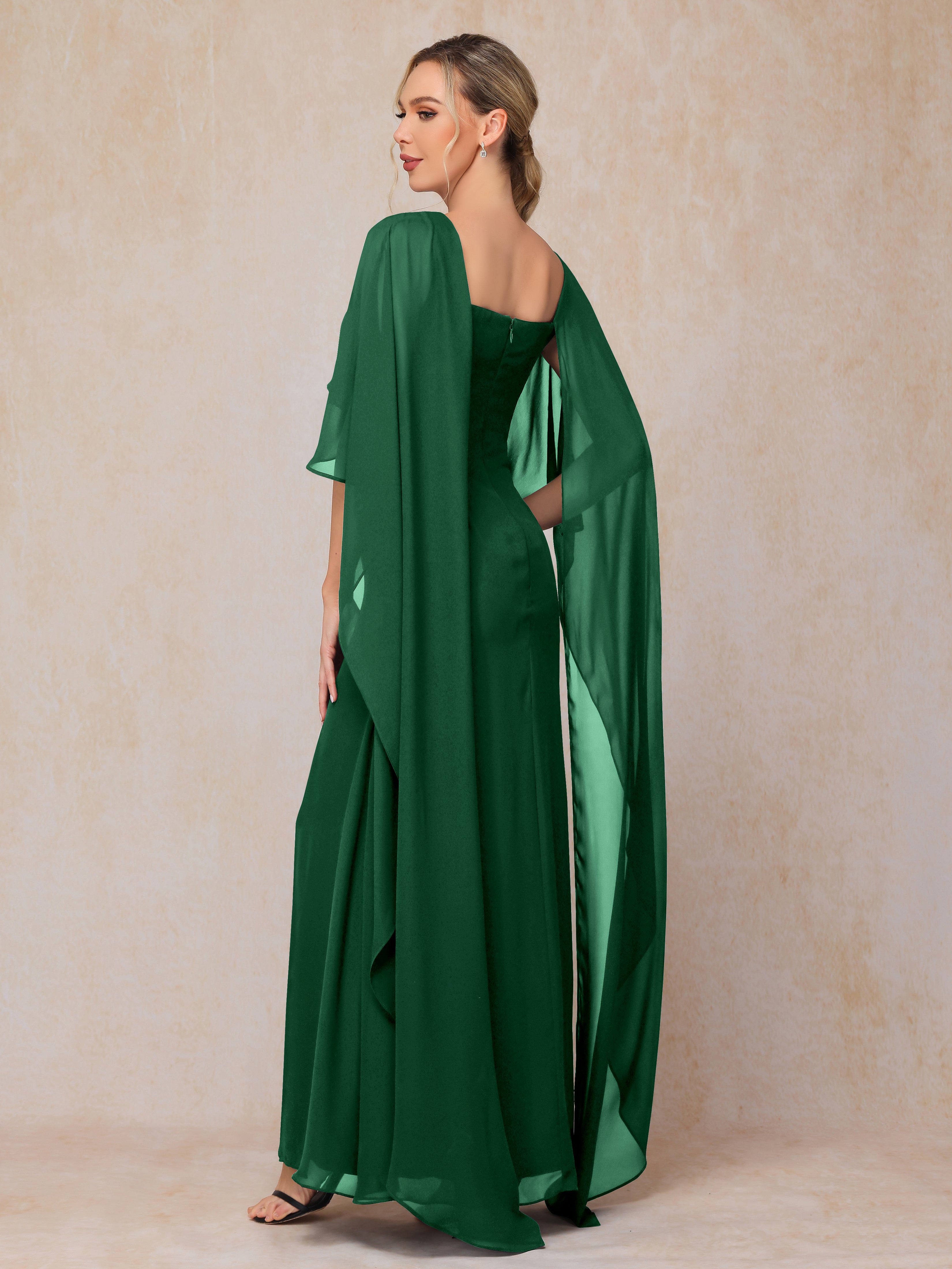 Floor Length Short Sleeves Chiffon Mother Of The Bride Dress
