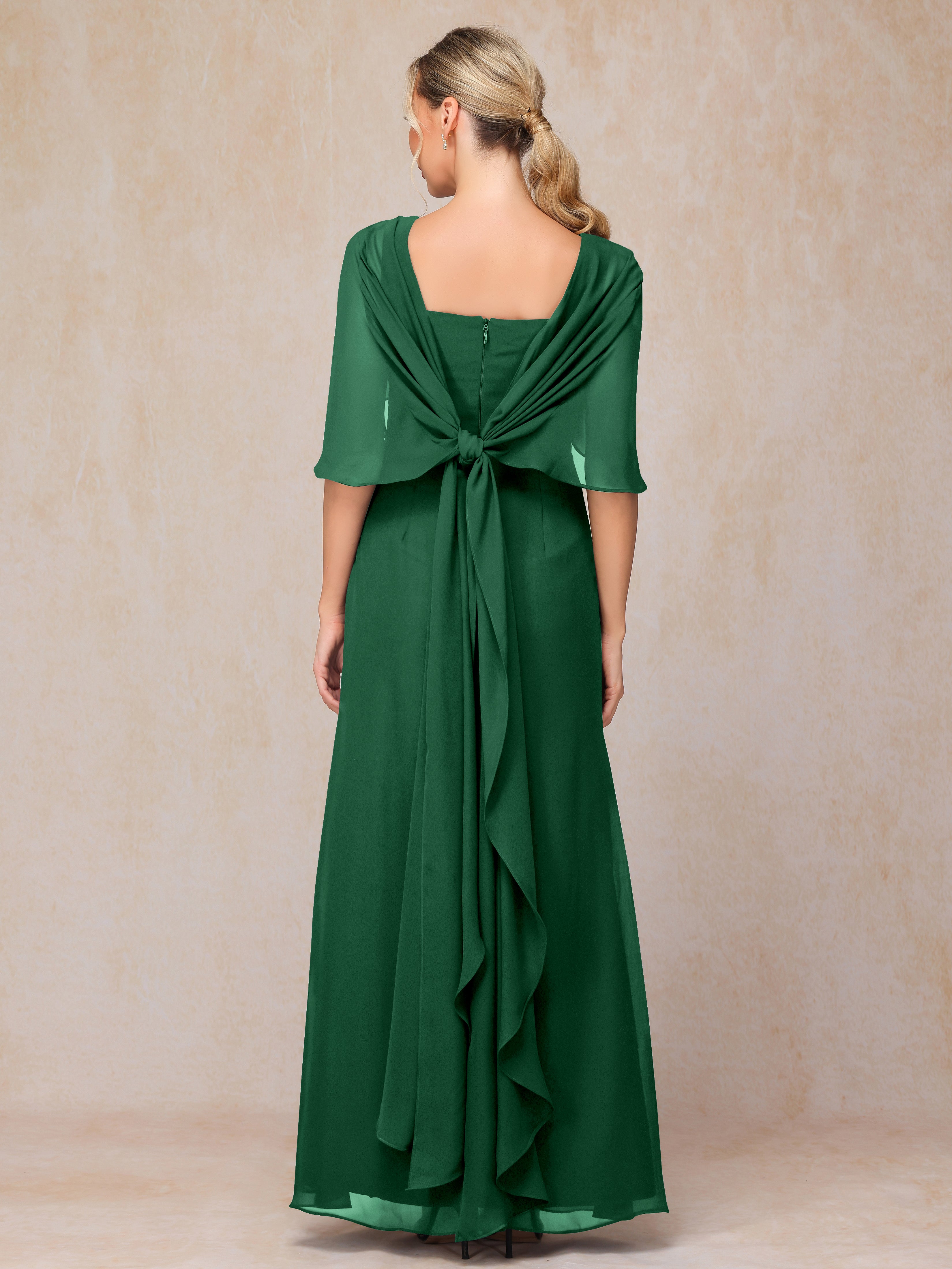 Floor Length Short Sleeves Chiffon Mother Of The Bride Dress