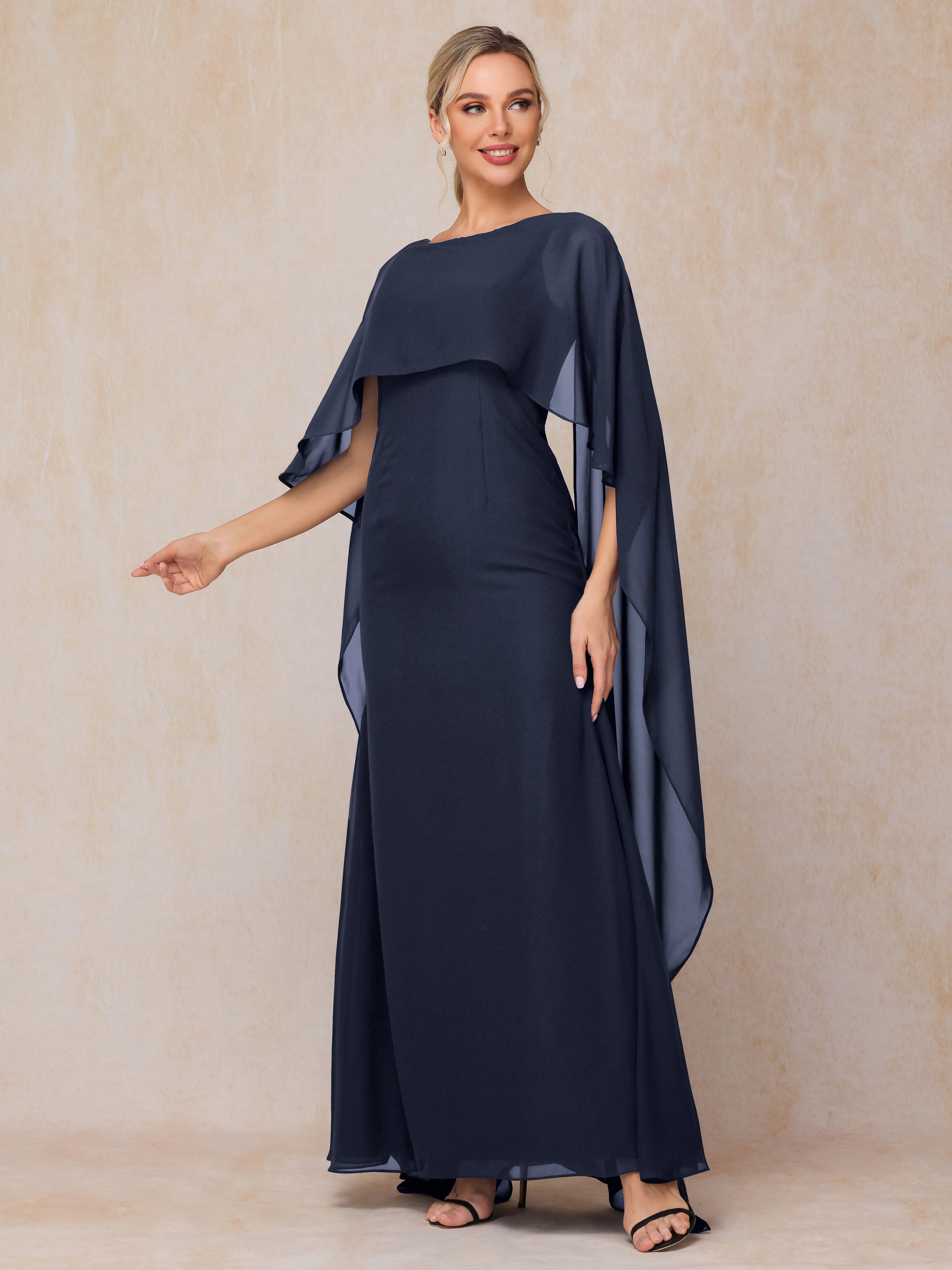Floor Length Short Sleeves Chiffon Mother Of The Bride Dress