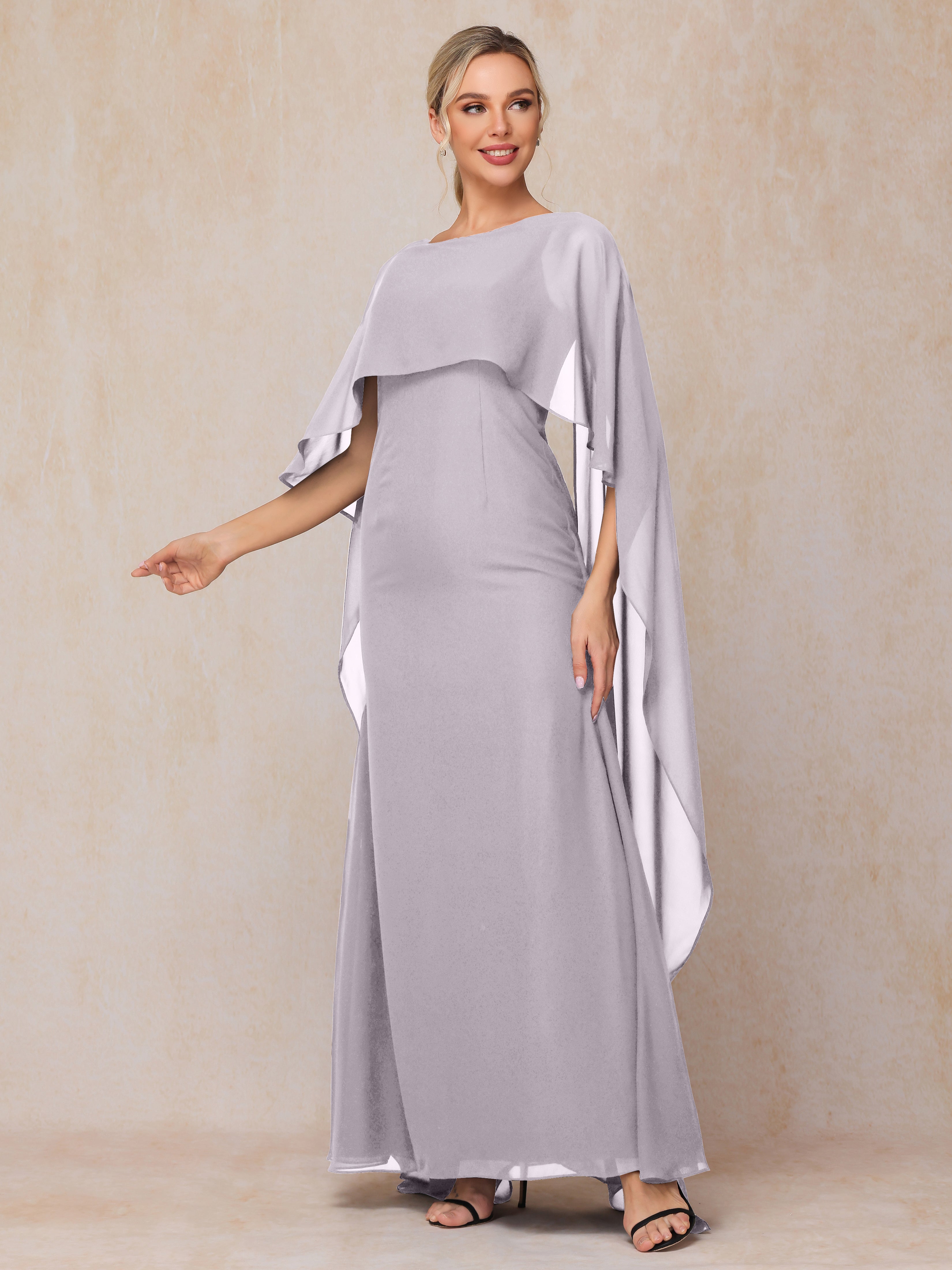 Floor Length Short Sleeves Chiffon Mother Of The Bride Dress