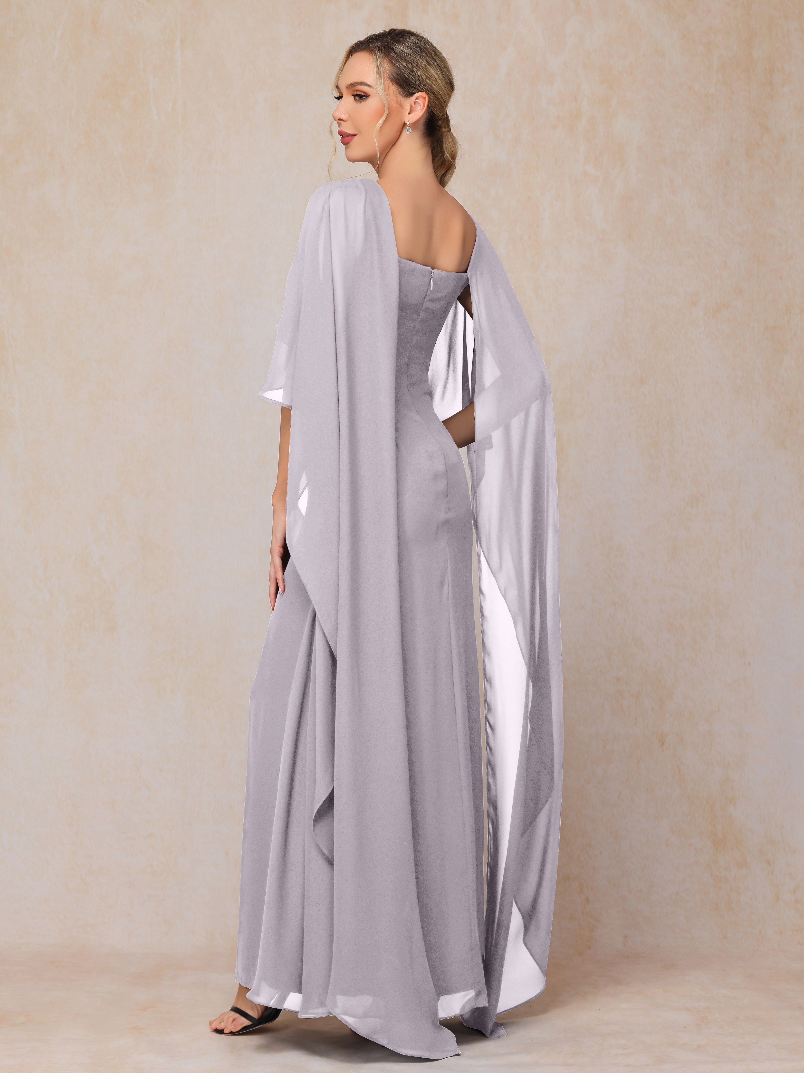 Floor Length Short Sleeves Chiffon Mother Of The Bride Dress