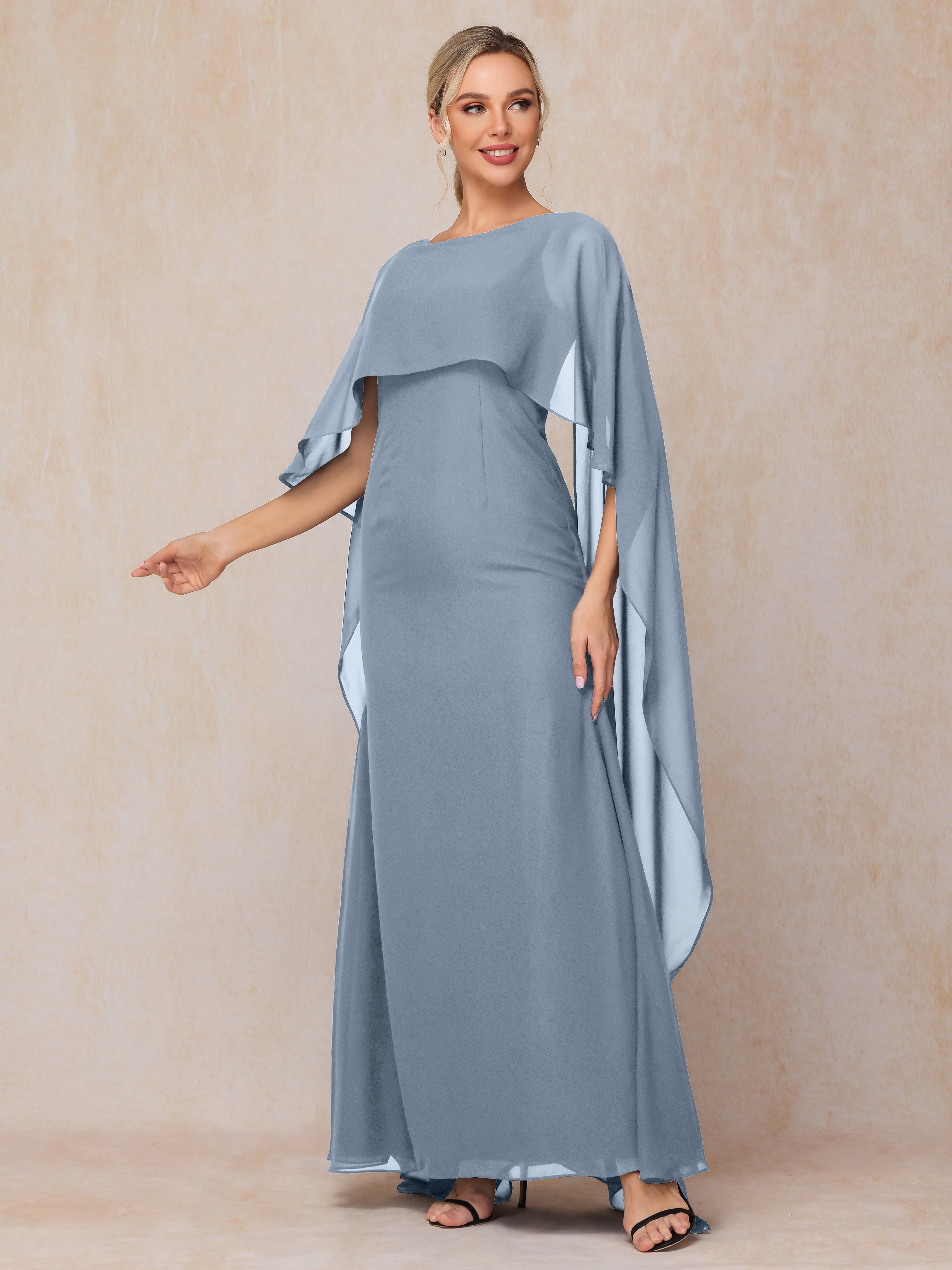 Floor Length Short Sleeves Chiffon Mother Of The Bride Dress