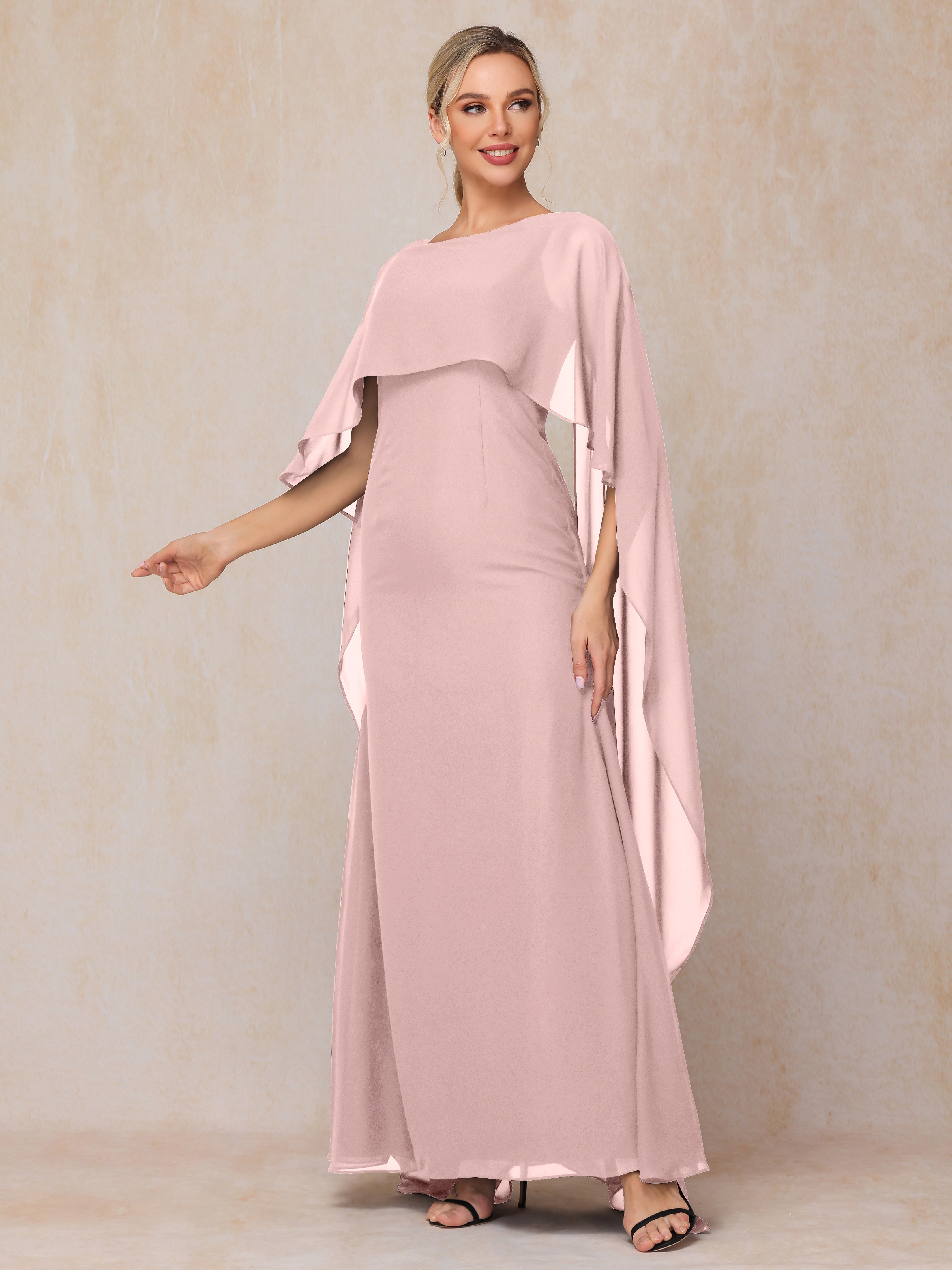 Floor Length Short Sleeves Chiffon Mother Of The Bride Dress