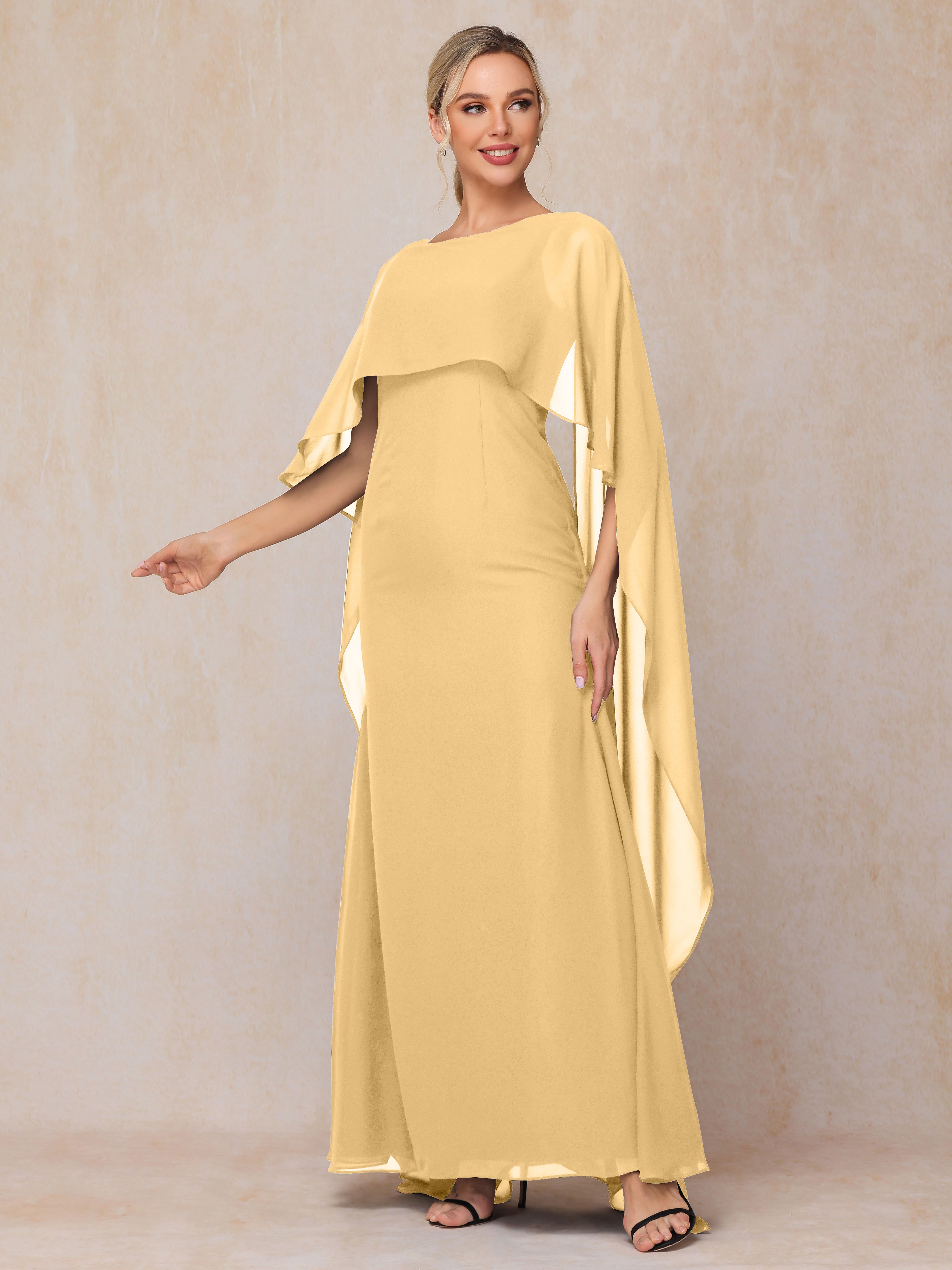 Floor Length Short Sleeves Chiffon Mother Of The Bride Dress
