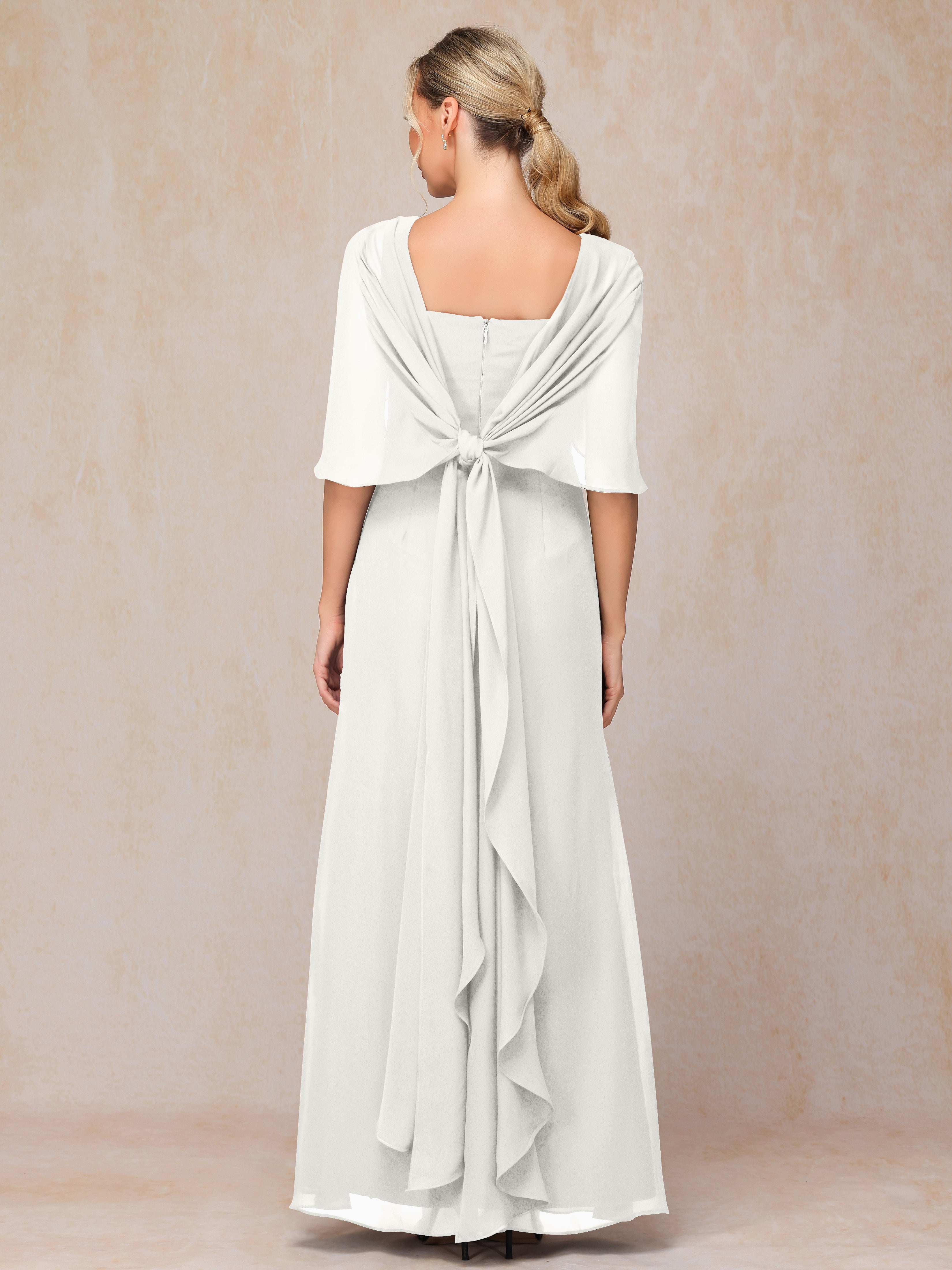 Floor Length Short Sleeves Chiffon Mother Of The Bride Dress