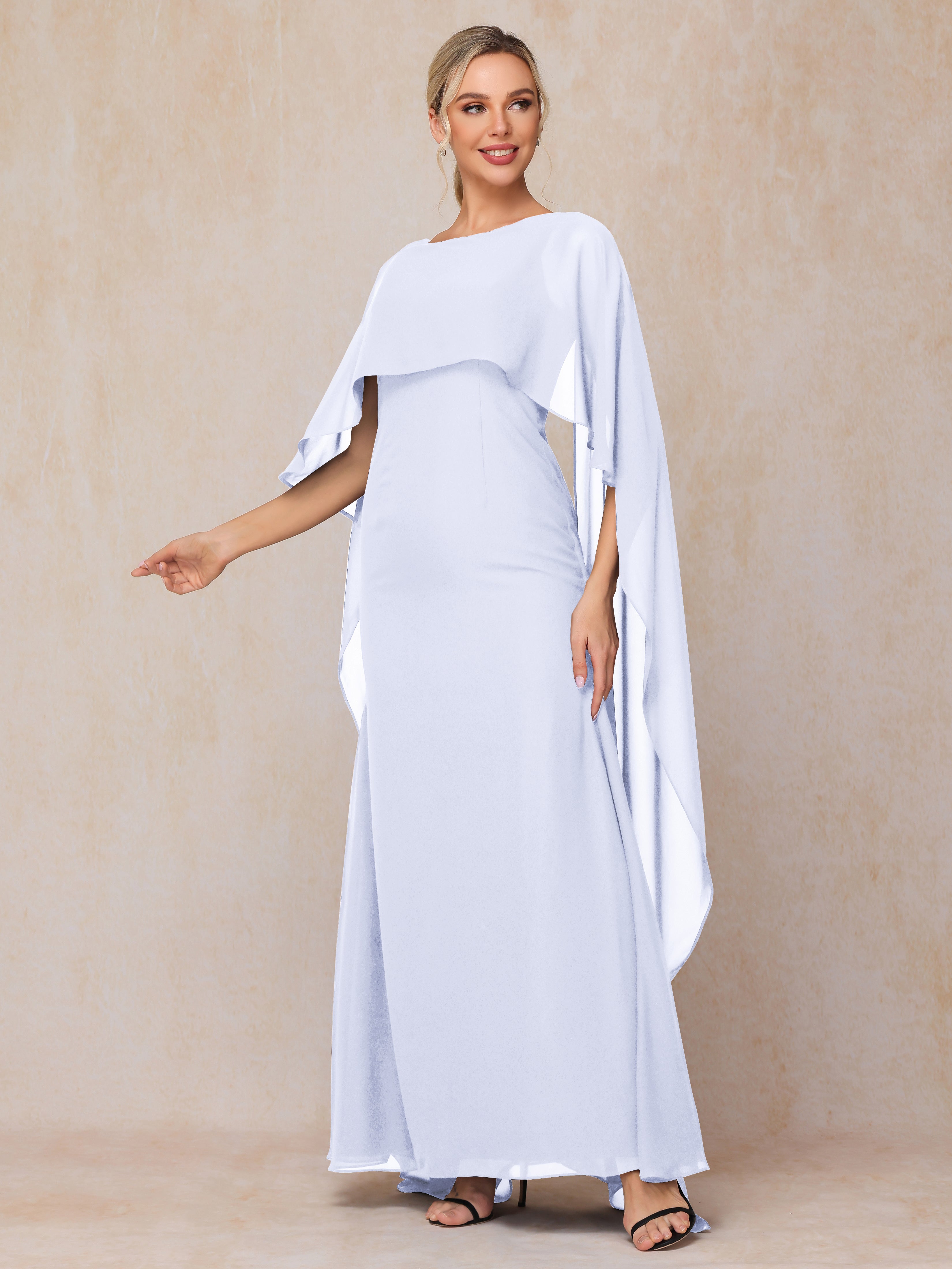 Floor Length Short Sleeves Chiffon Mother Of The Bride Dress