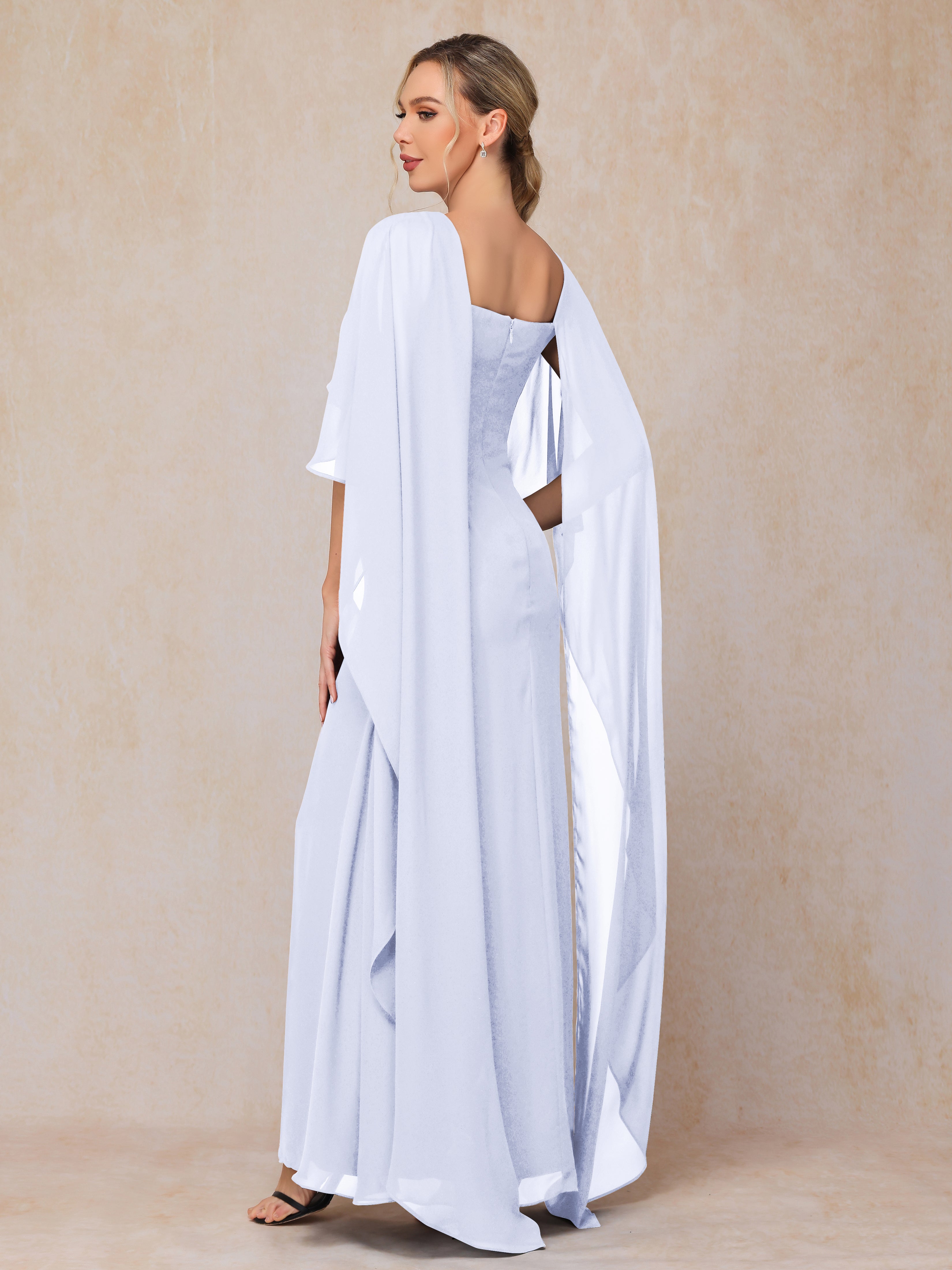 Floor Length Short Sleeves Chiffon Mother Of The Bride Dress