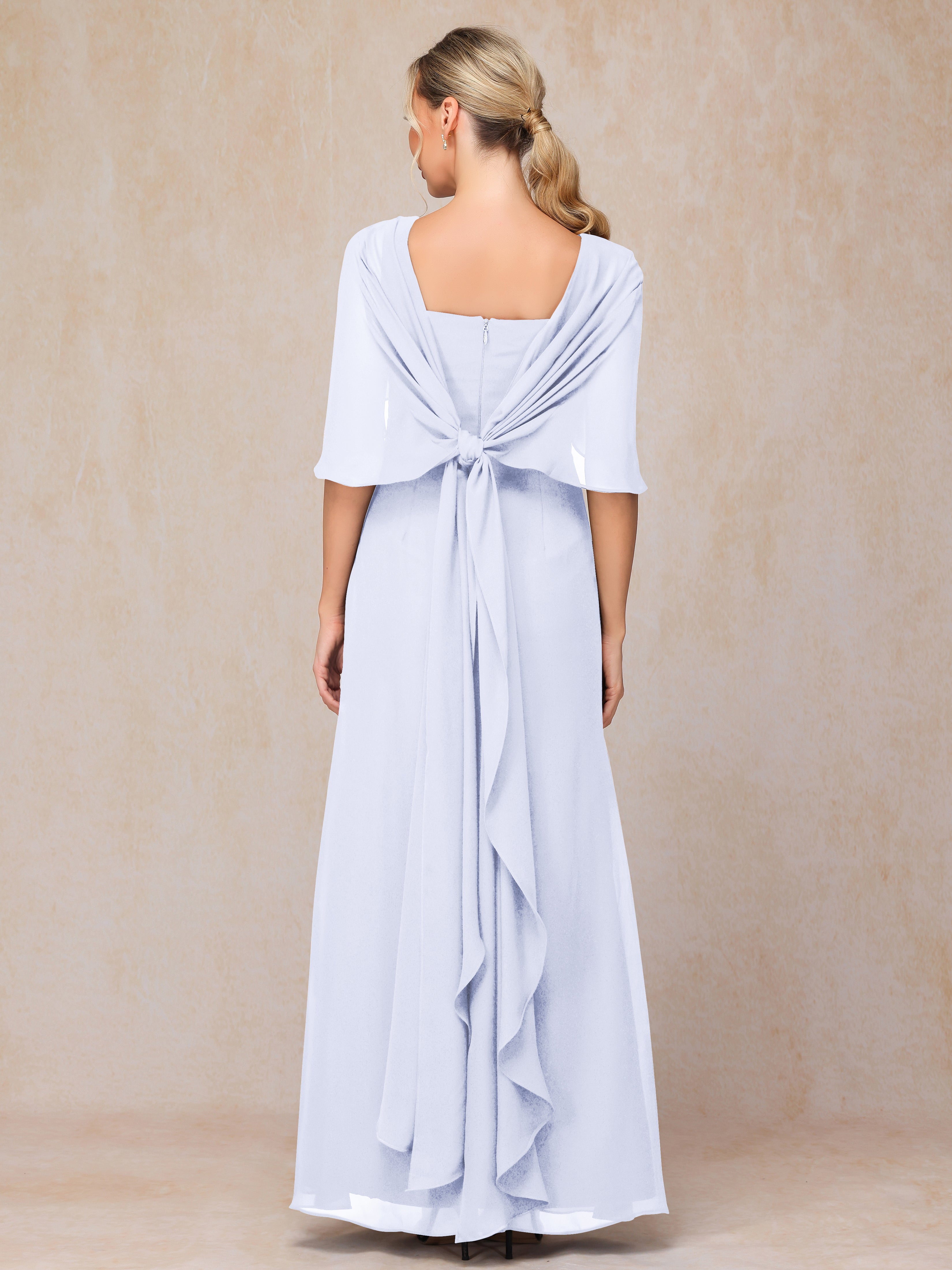 Floor Length Short Sleeves Chiffon Mother Of The Bride Dress