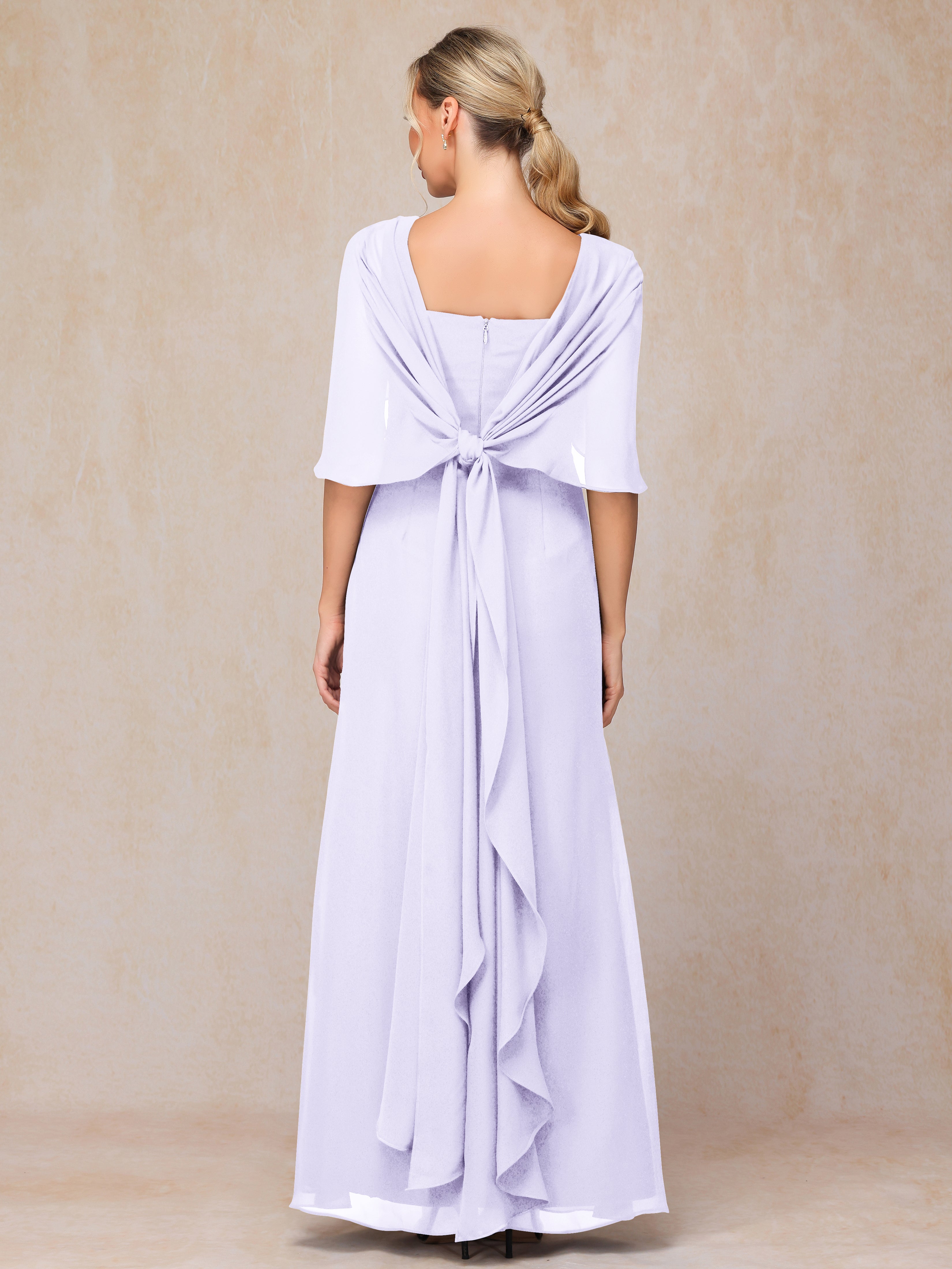 Floor Length Short Sleeves Chiffon Mother Of The Bride Dress