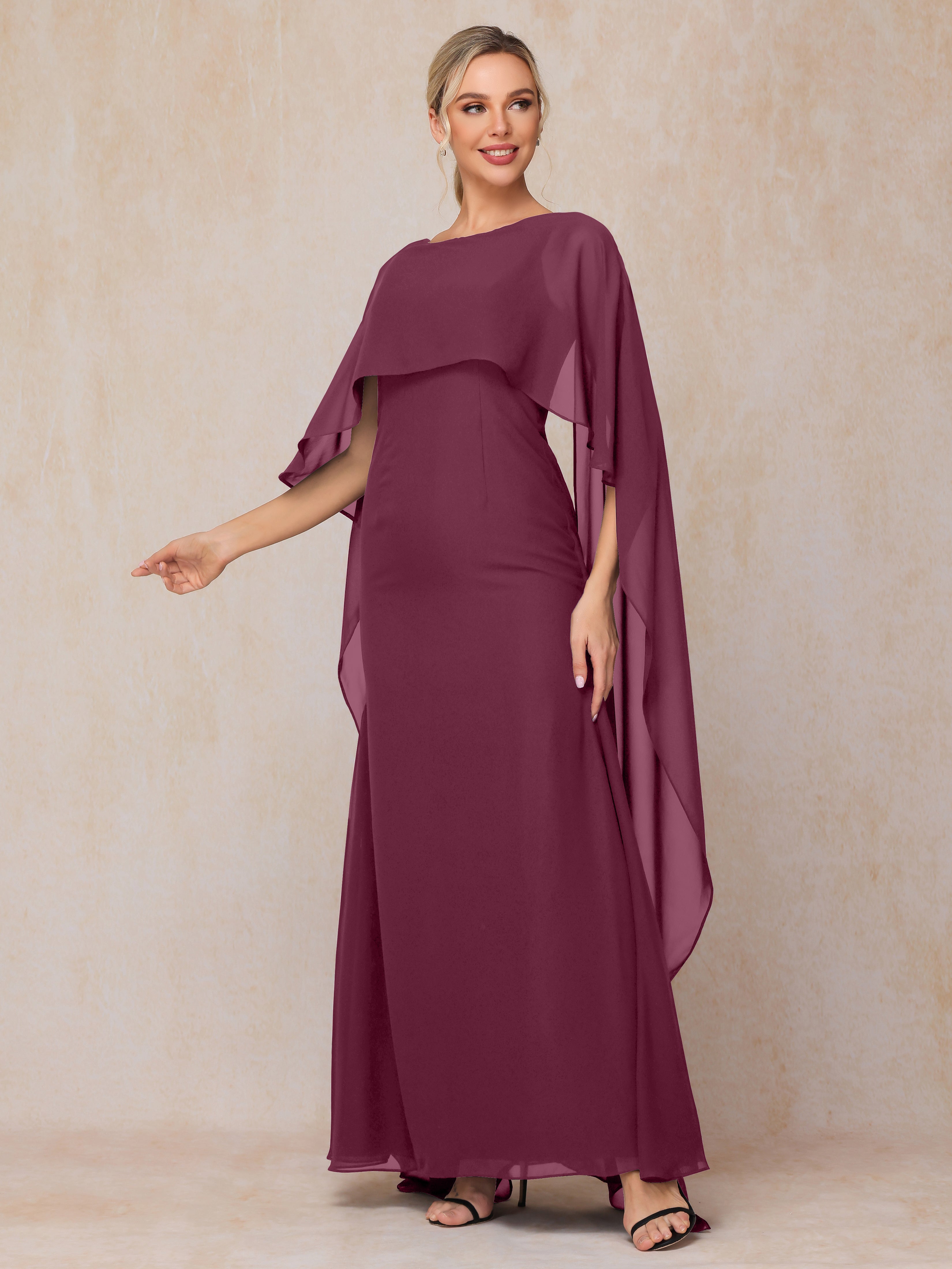 Floor Length Short Sleeves Chiffon Mother Of The Bride Dress
