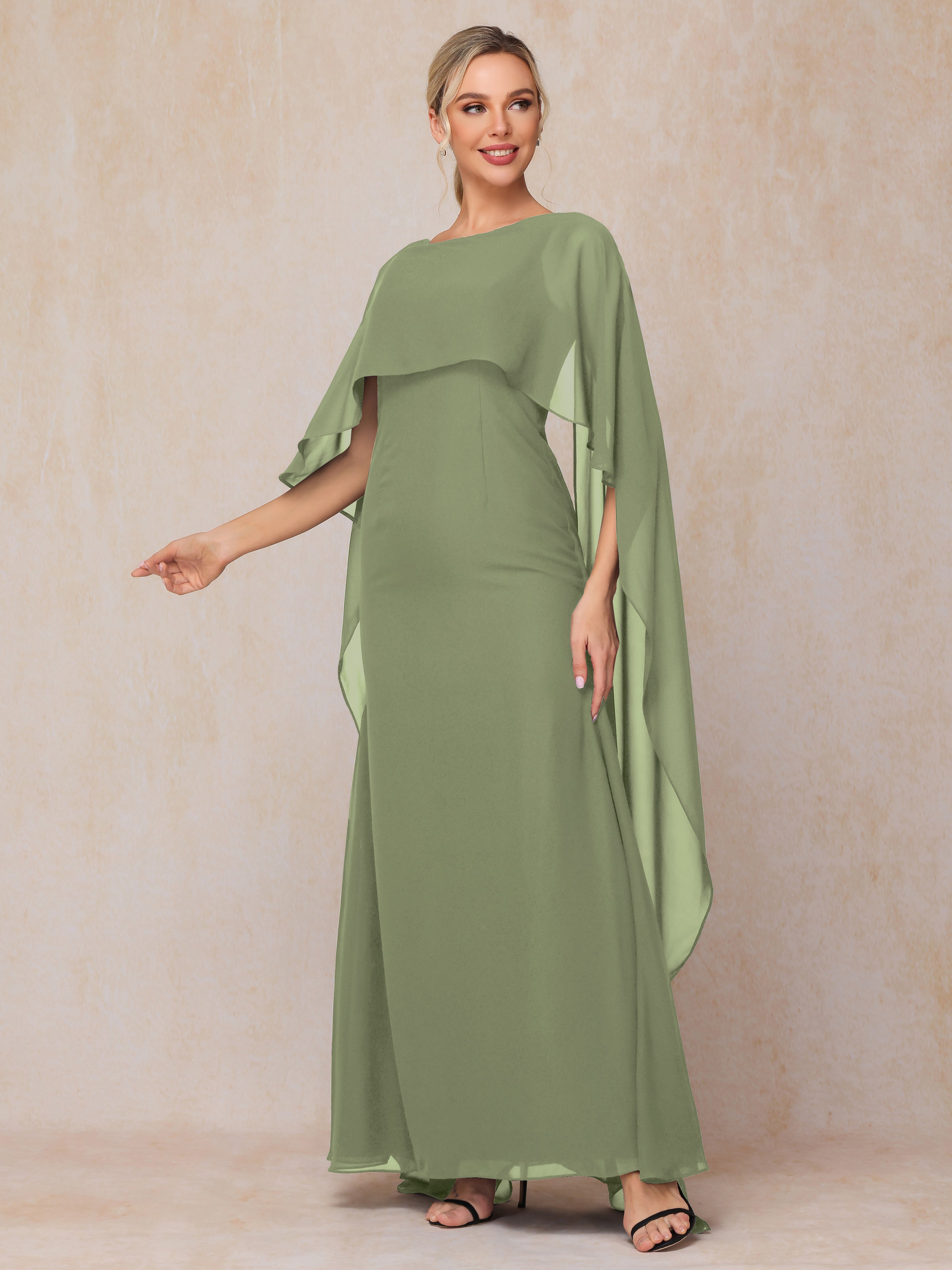 Floor Length Short Sleeves Chiffon Mother Of The Bride Dress