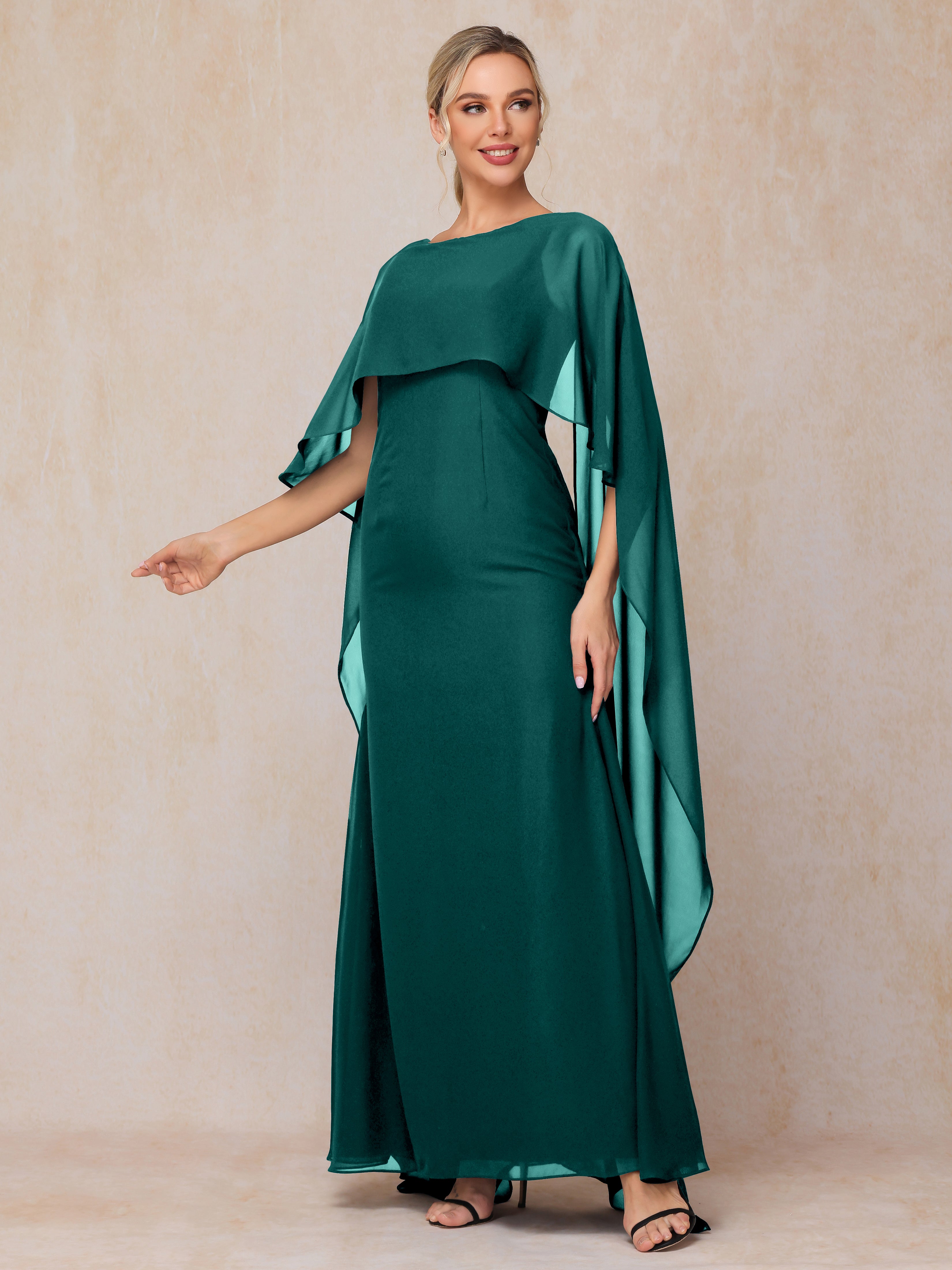 Floor Length Short Sleeves Chiffon Mother Of The Bride Dress