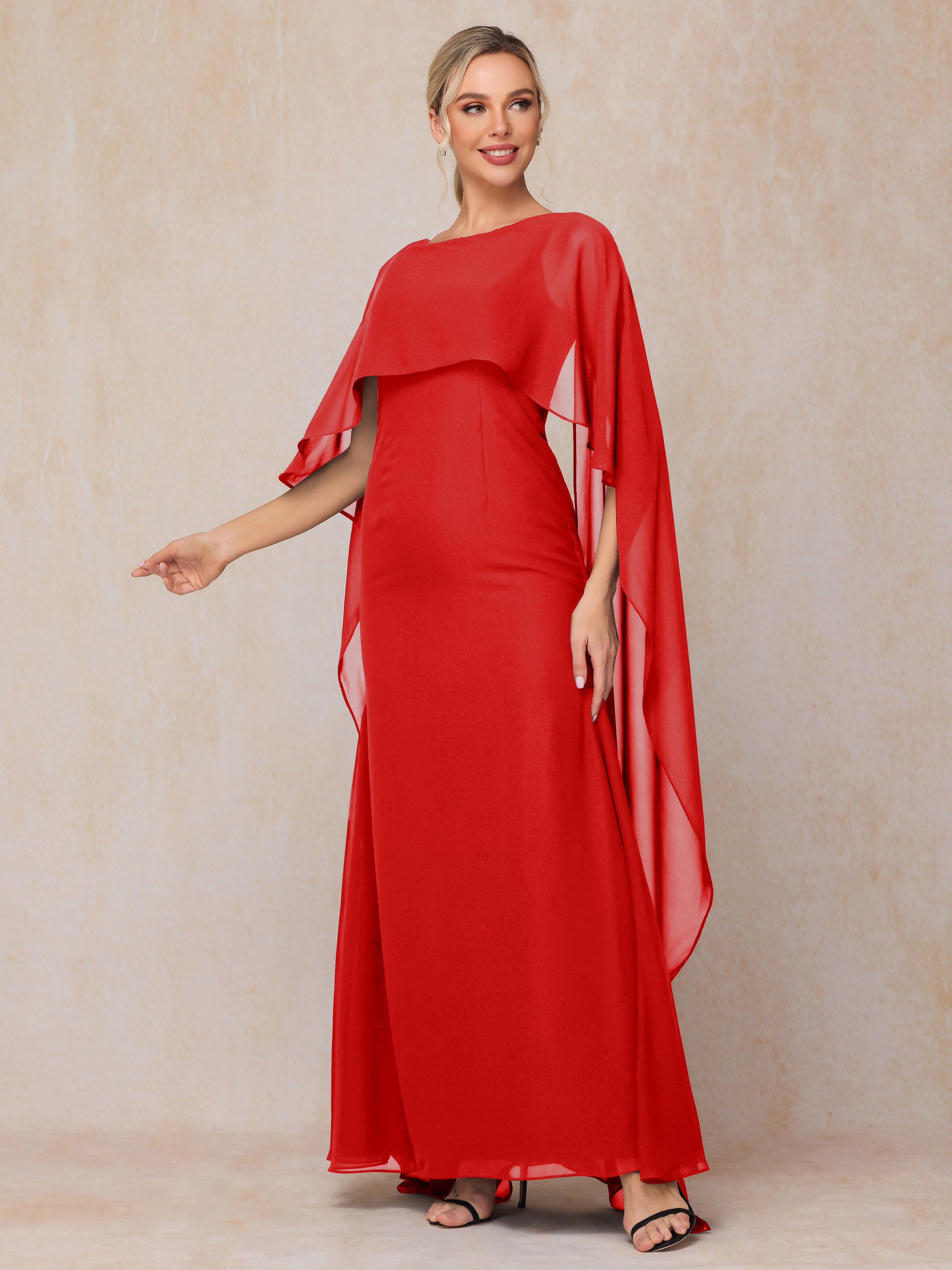 Floor Length Short Sleeves Chiffon Mother Of The Bride Dress