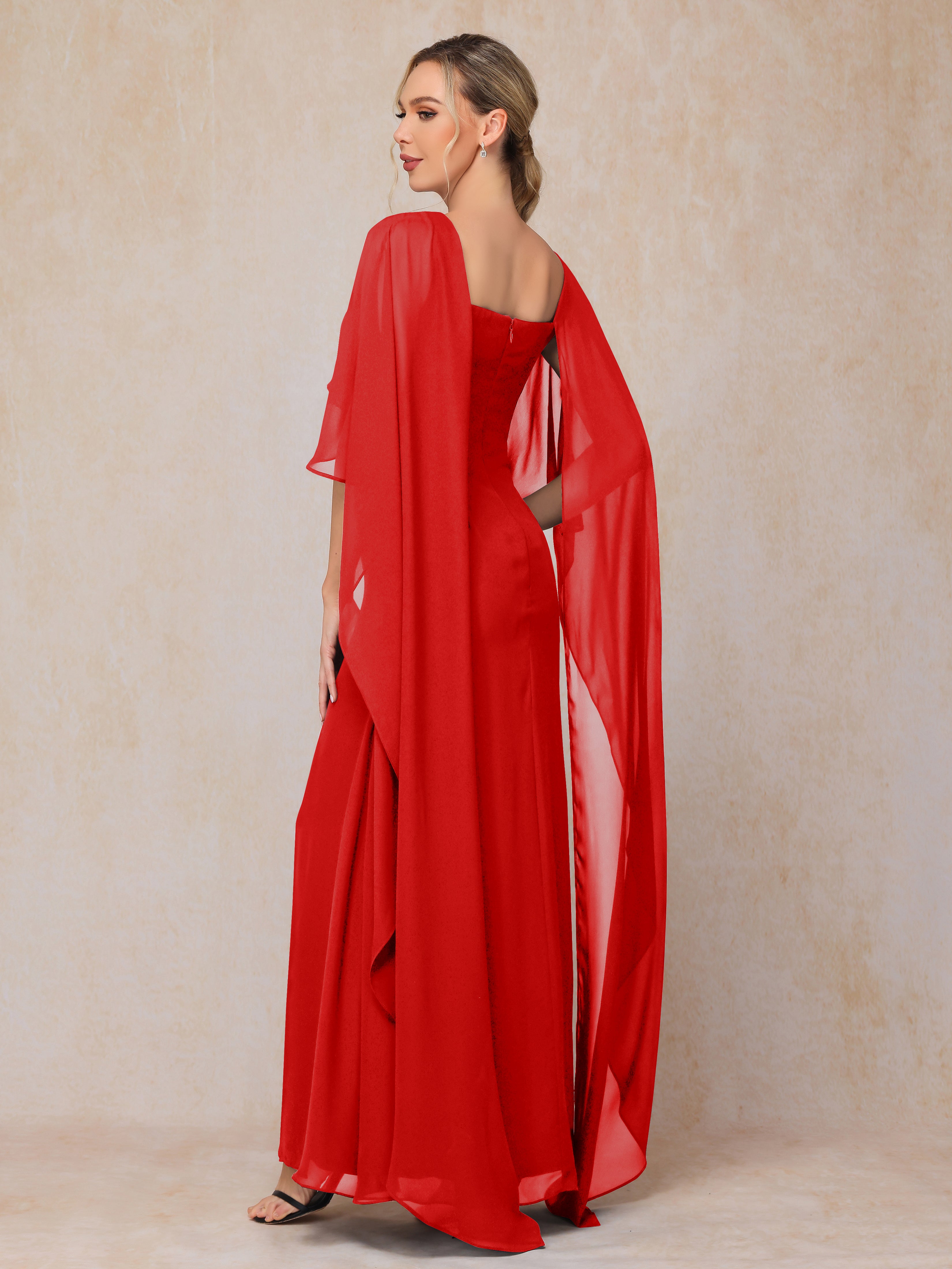 Floor Length Short Sleeves Chiffon Mother Of The Bride Dress