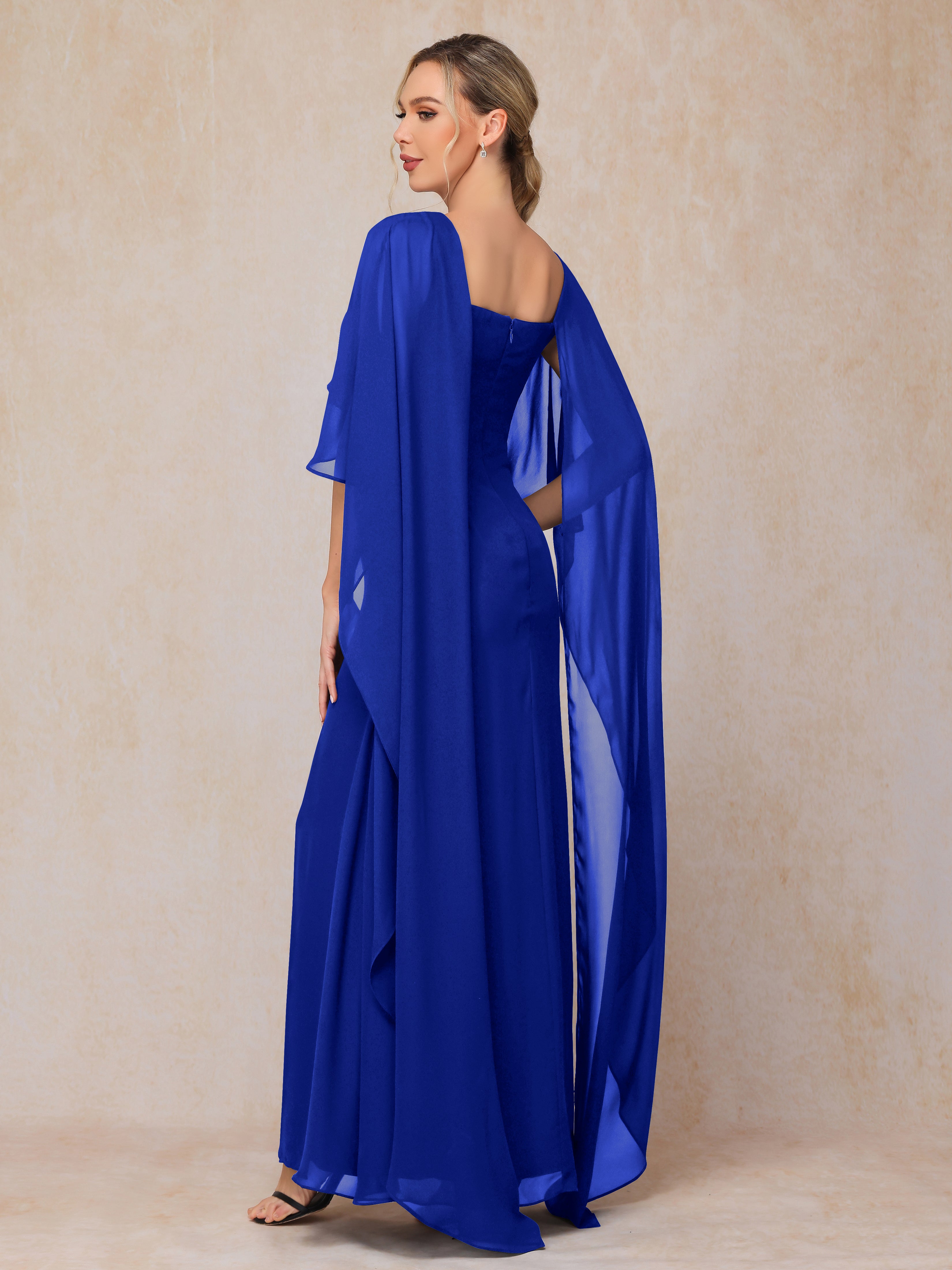 Floor Length Short Sleeves Chiffon Mother Of The Bride Dress