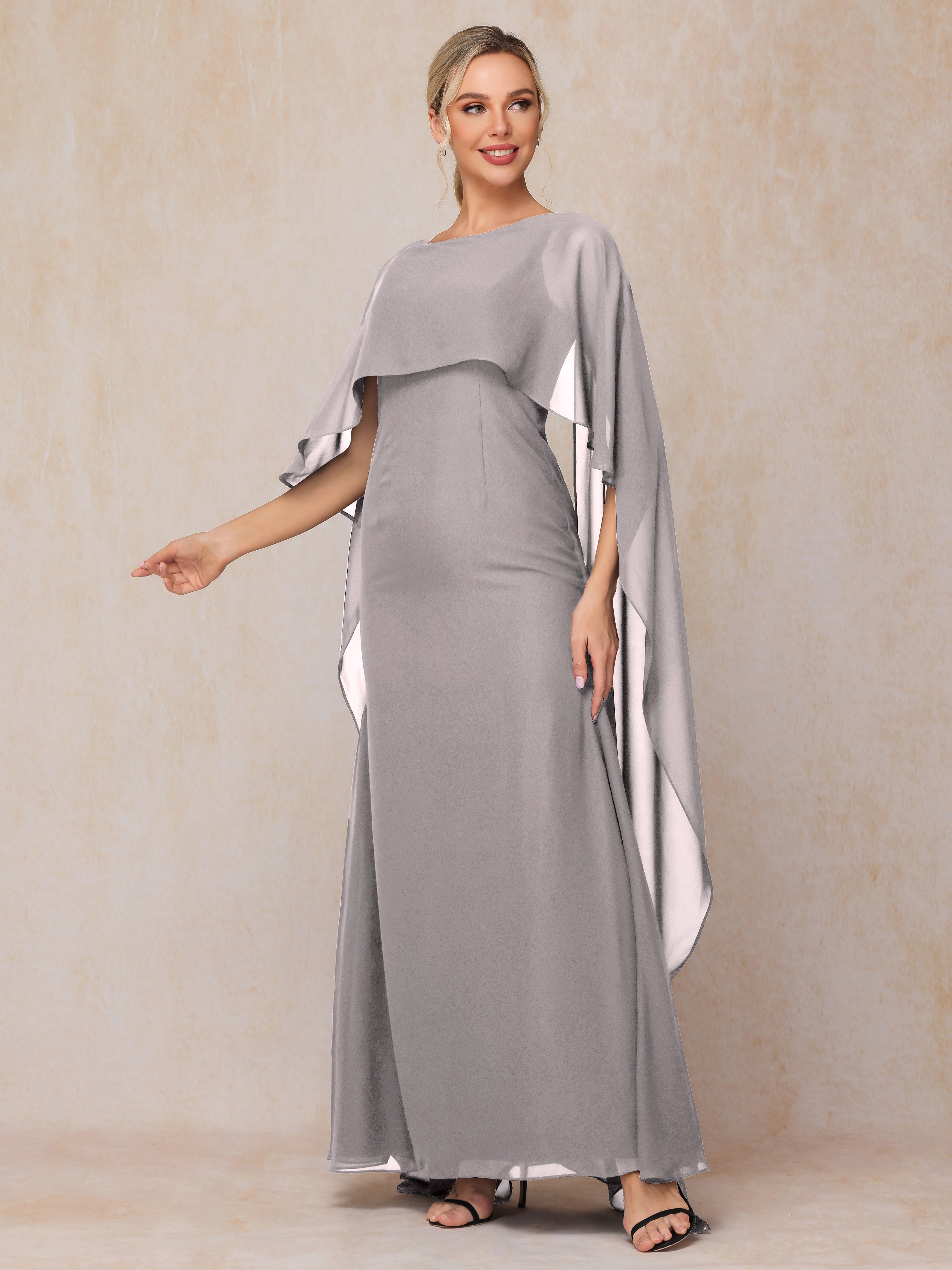 Floor Length Short Sleeves Chiffon Mother Of The Bride Dress