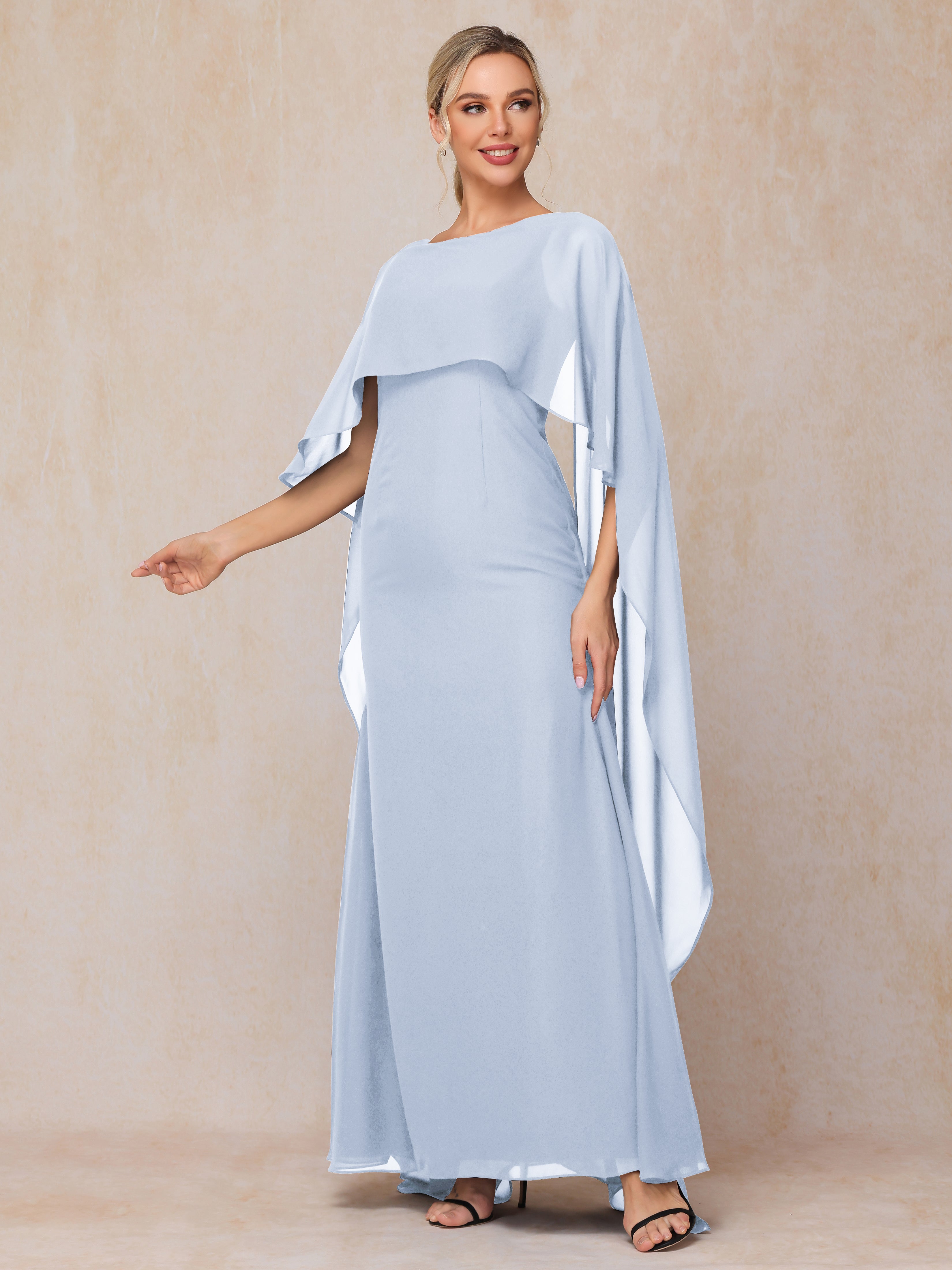 Floor Length Short Sleeves Chiffon Mother Of The Bride Dress