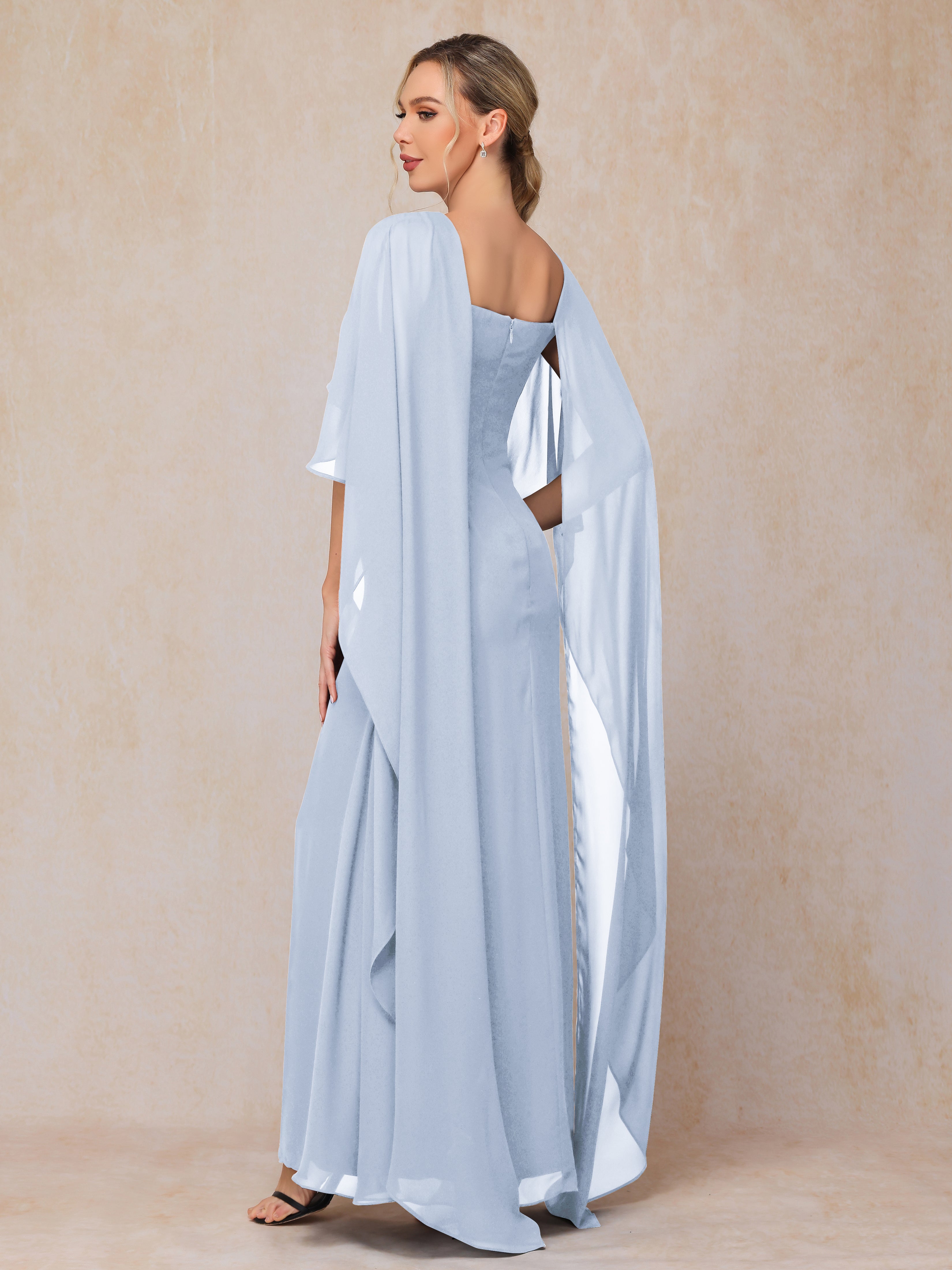 Floor Length Short Sleeves Chiffon Mother Of The Bride Dress
