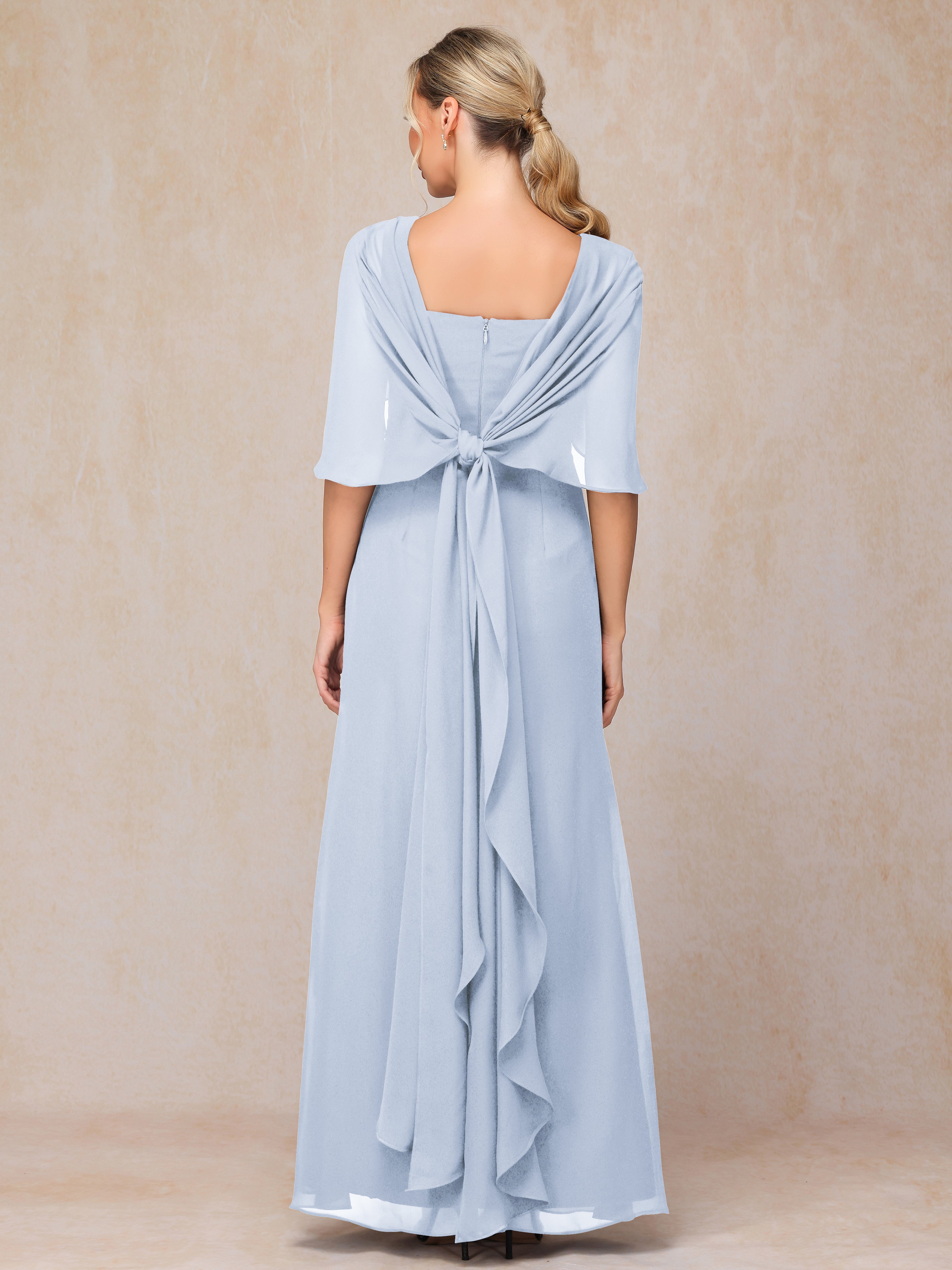 Floor Length Short Sleeves Chiffon Mother Of The Bride Dress