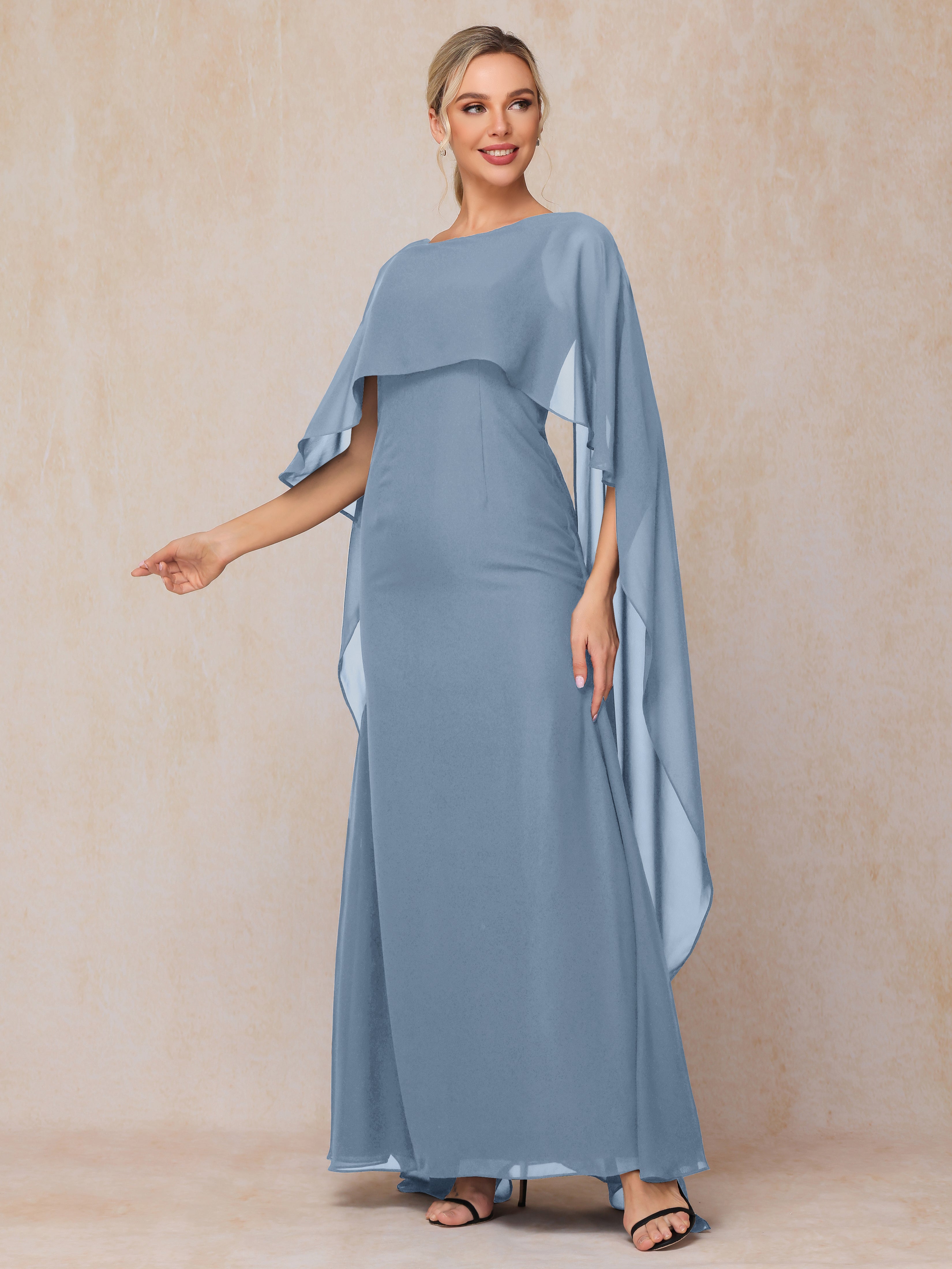 Floor Length Short Sleeves Chiffon Mother Of The Bride Dress