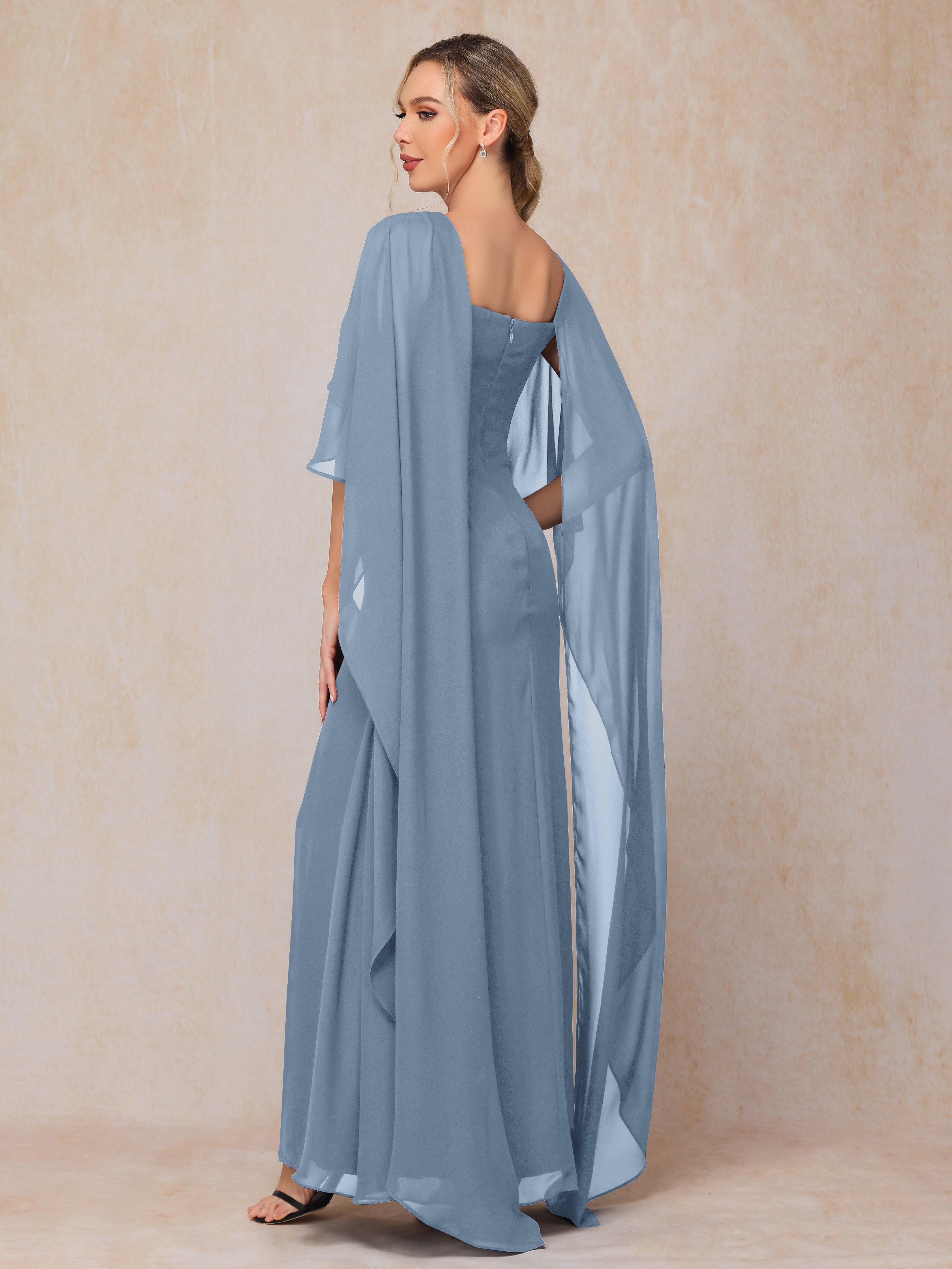 Floor Length Short Sleeves Chiffon Mother Of The Bride Dress