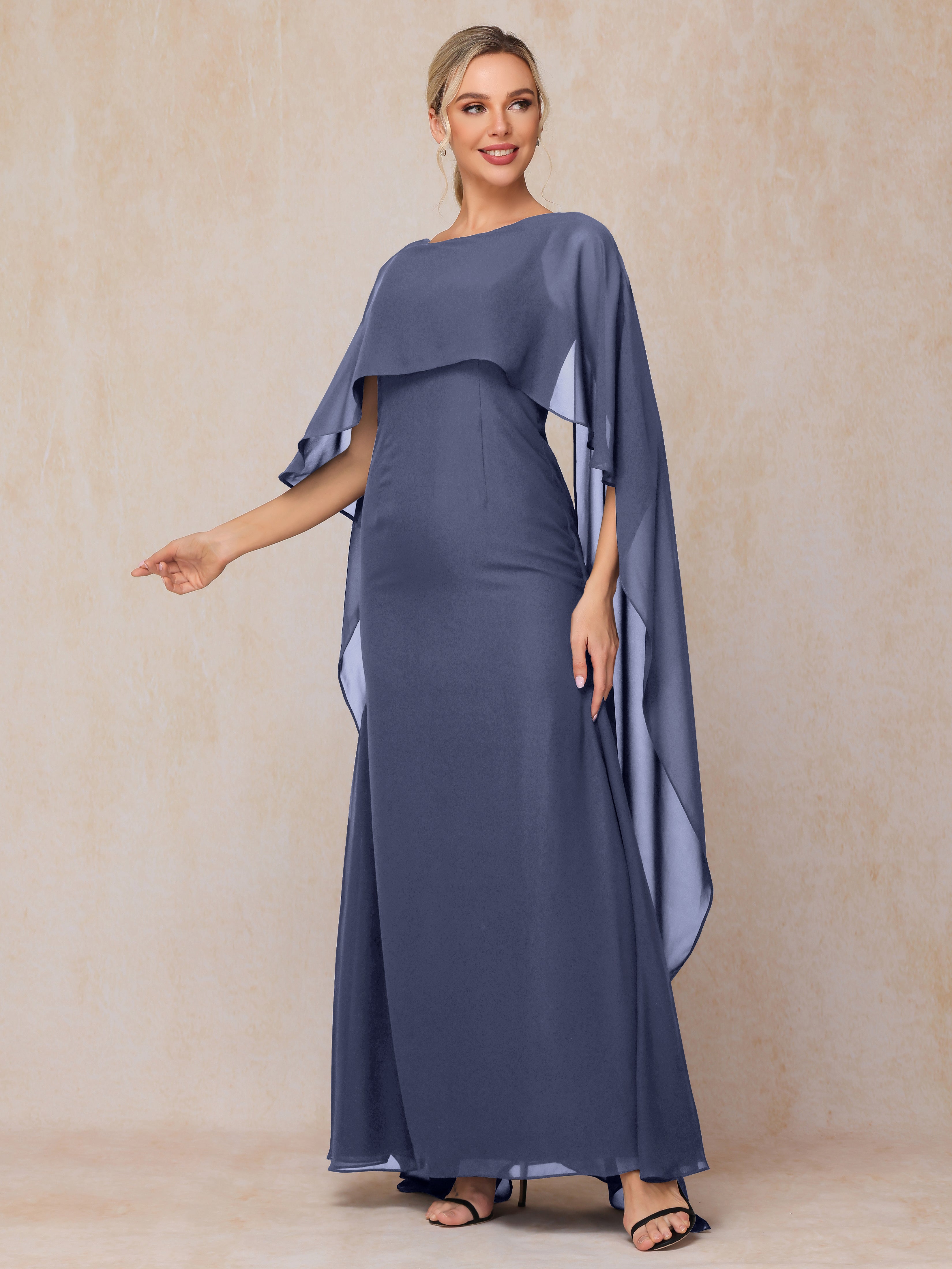 Floor Length Short Sleeves Chiffon Mother Of The Bride Dress