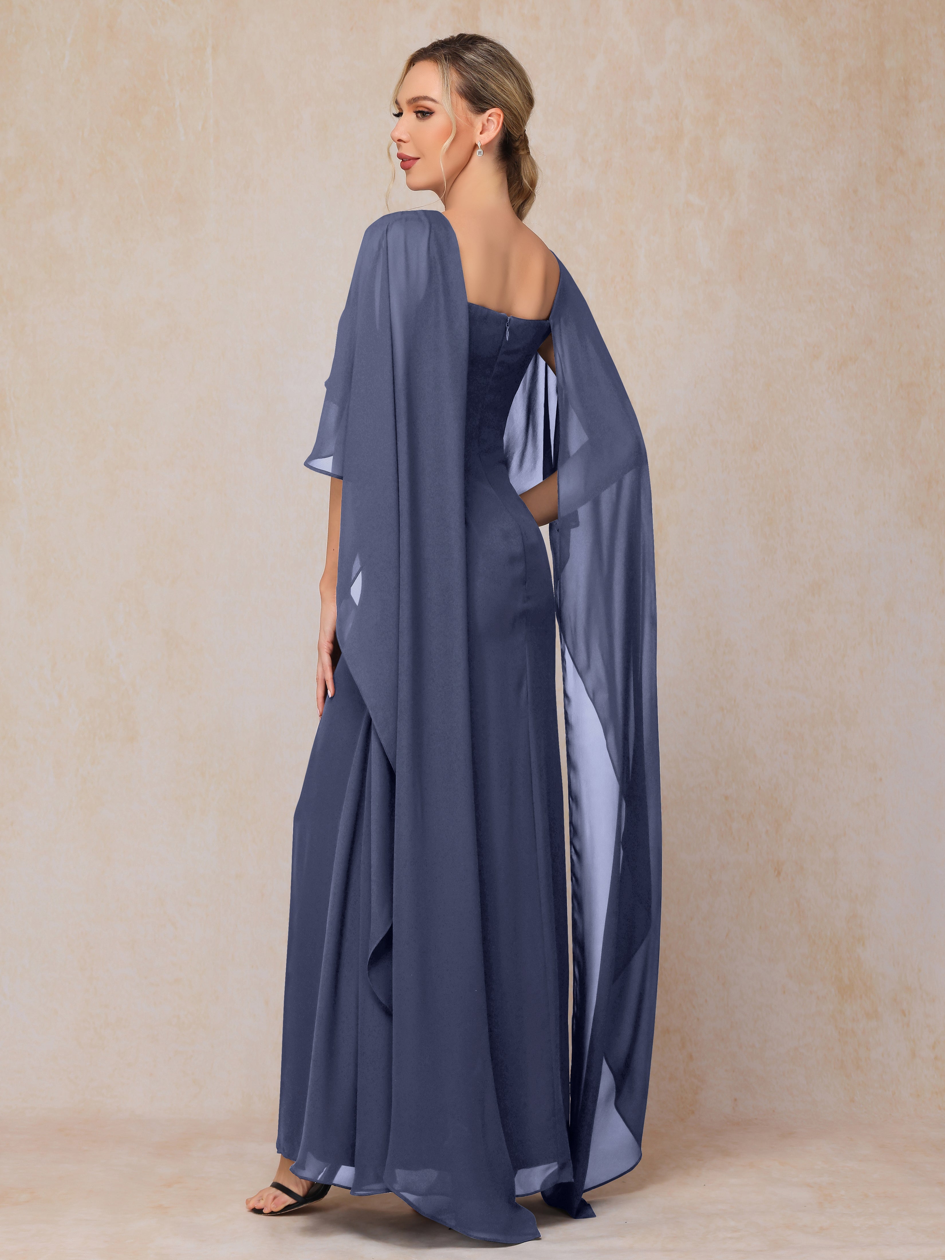 Floor Length Short Sleeves Chiffon Mother Of The Groom Dress