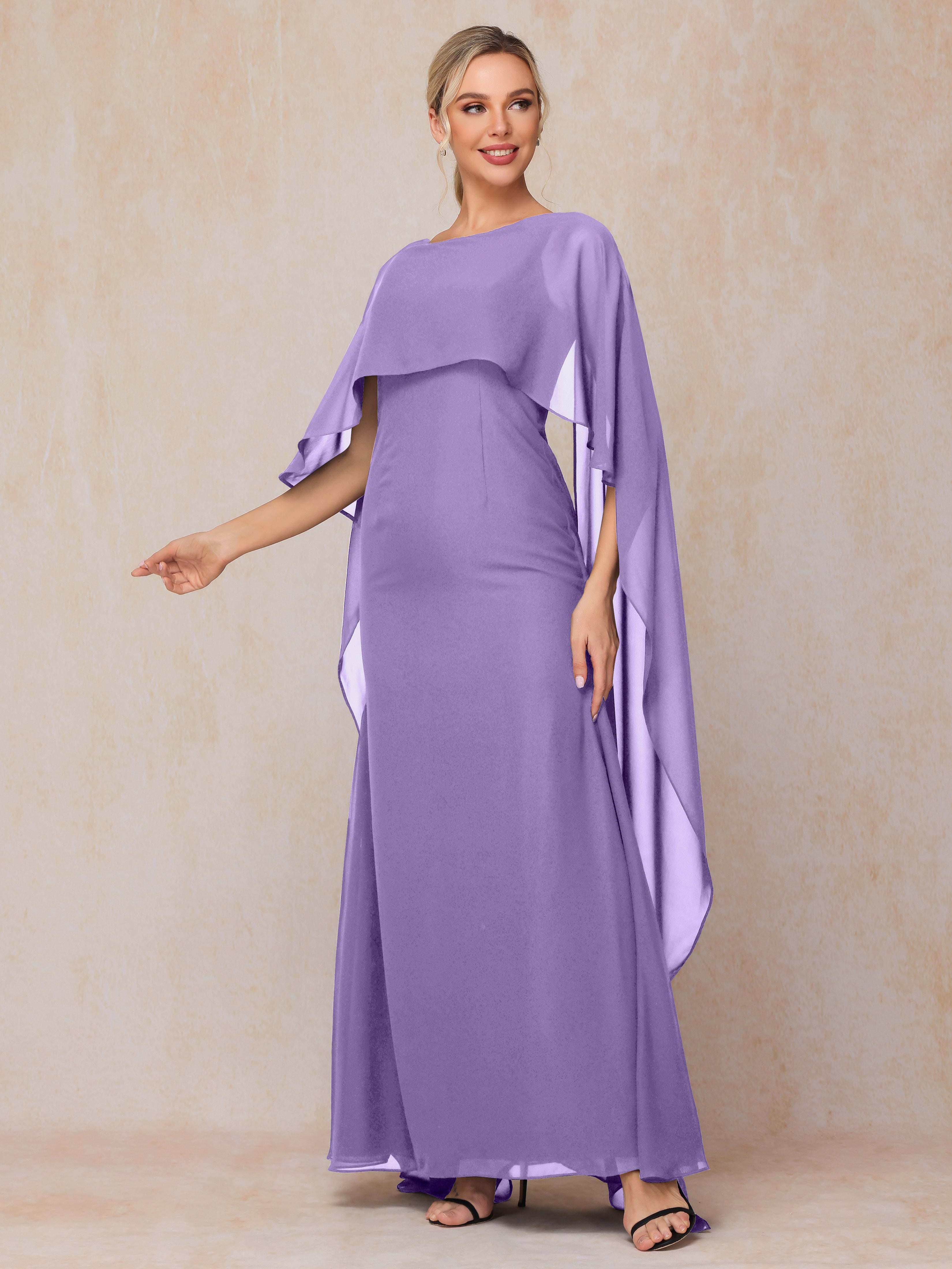Floor Length Short Sleeves Chiffon Mother Of The Bride Dress