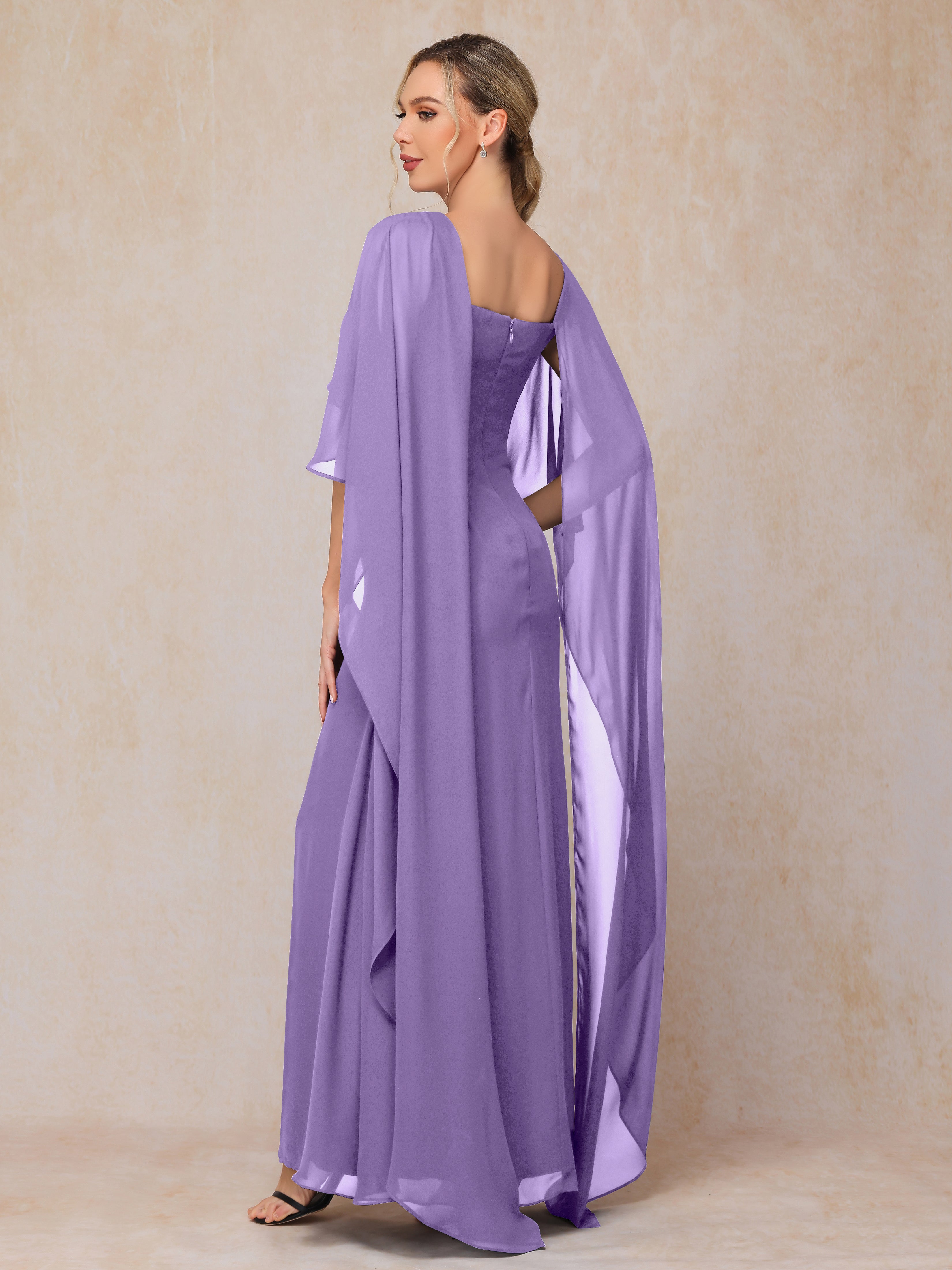 Floor Length Short Sleeves Chiffon Mother Of The Bride Dress