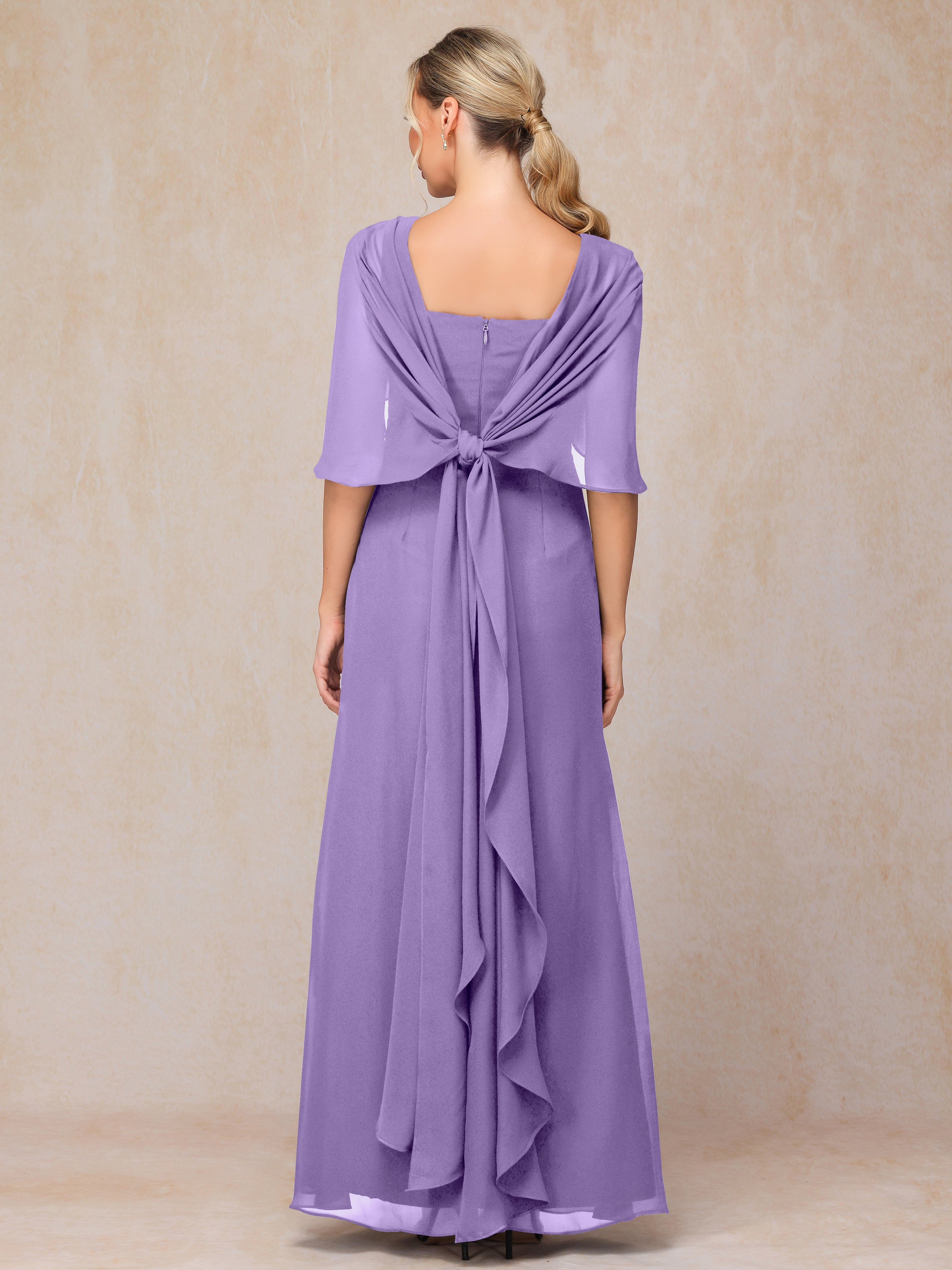 Floor Length Short Sleeves Chiffon Mother Of The Bride Dress