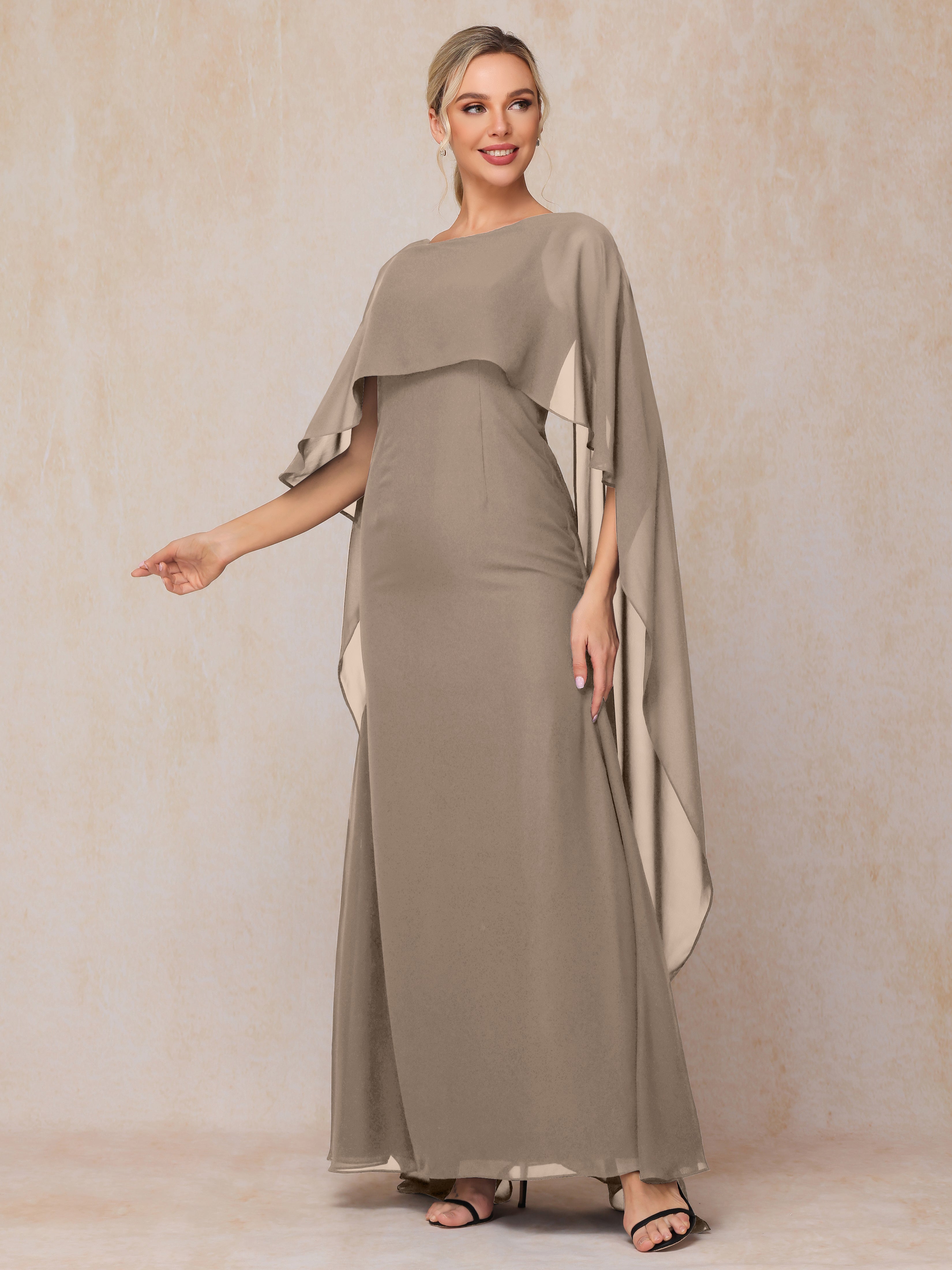 Floor Length Short Sleeves Chiffon Mother Of The Bride Dress