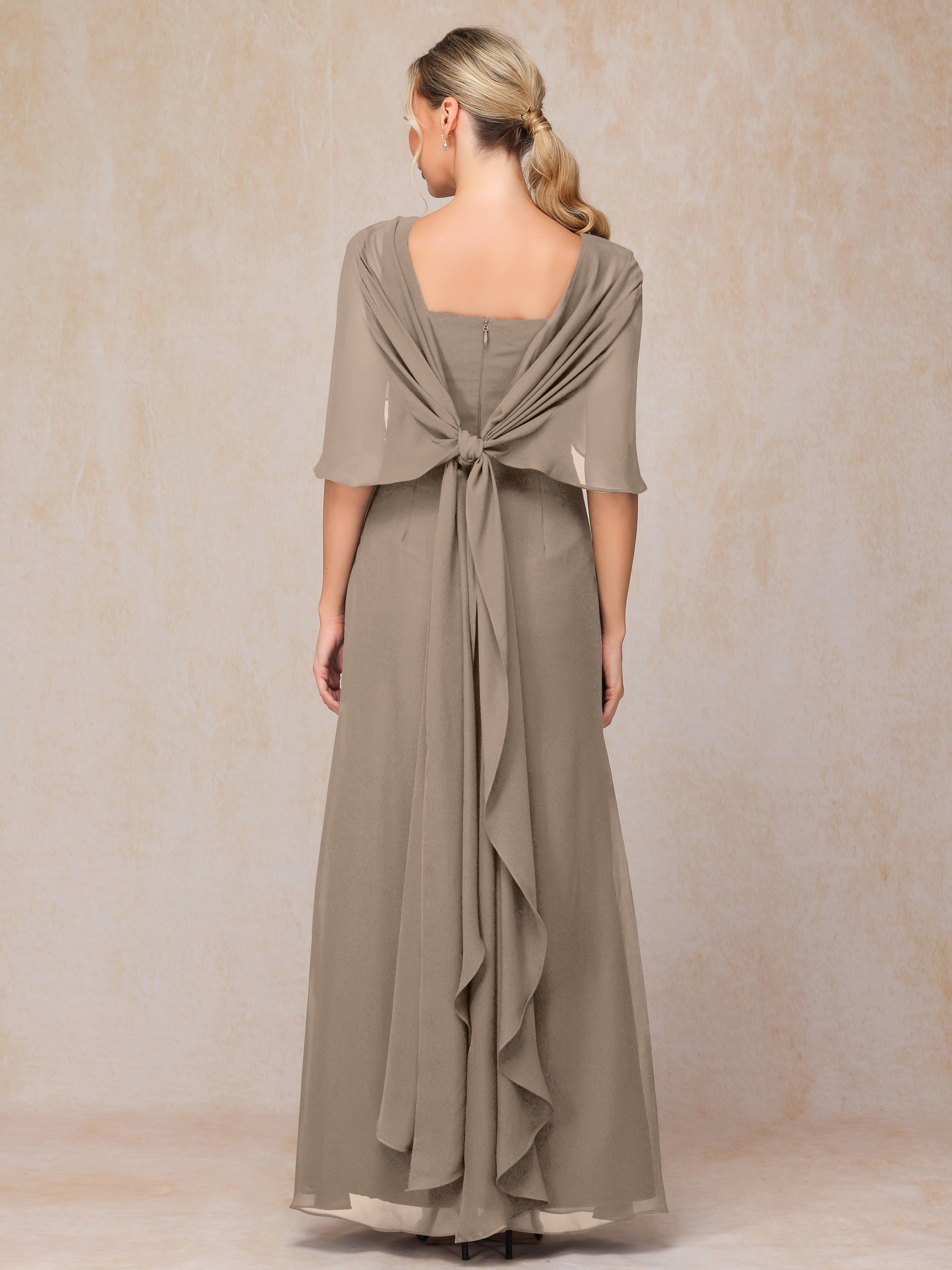 Floor Length Short Sleeves Chiffon Mother Of The Groom Dress