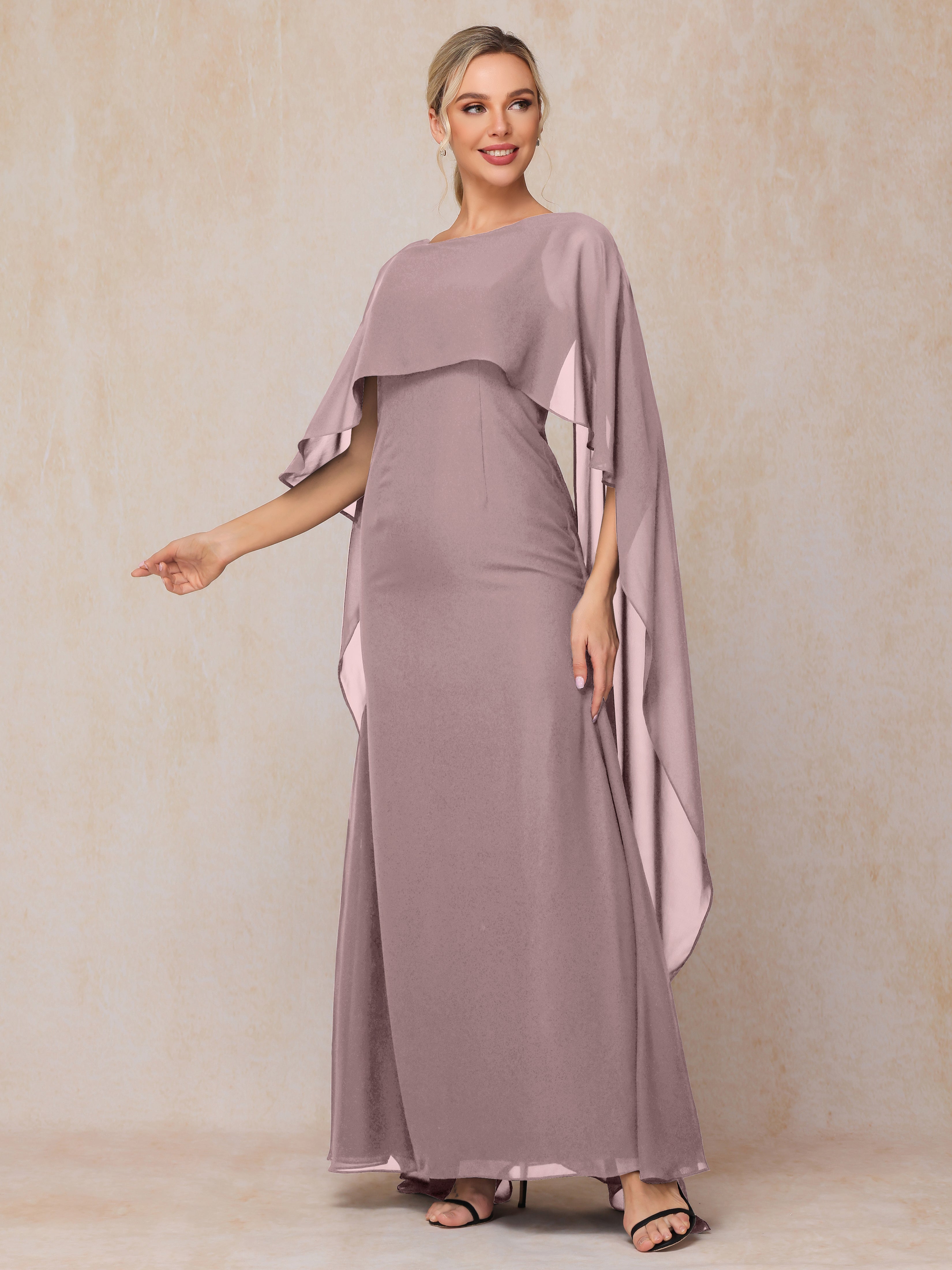 Floor Length Short Sleeves Chiffon Mother Of The Bride Dress