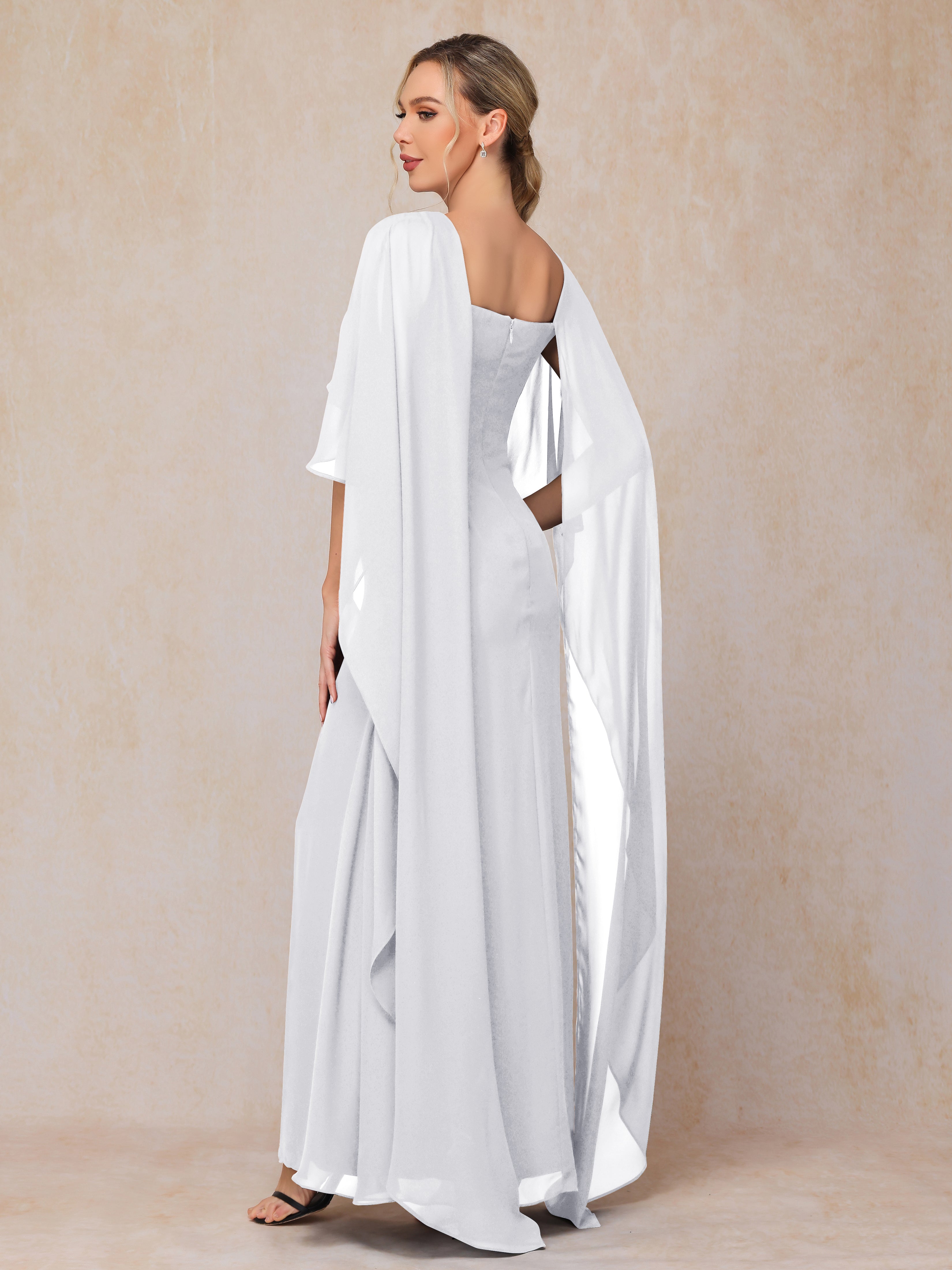 Floor Length Short Sleeves Chiffon Mother Of The Bride Dress