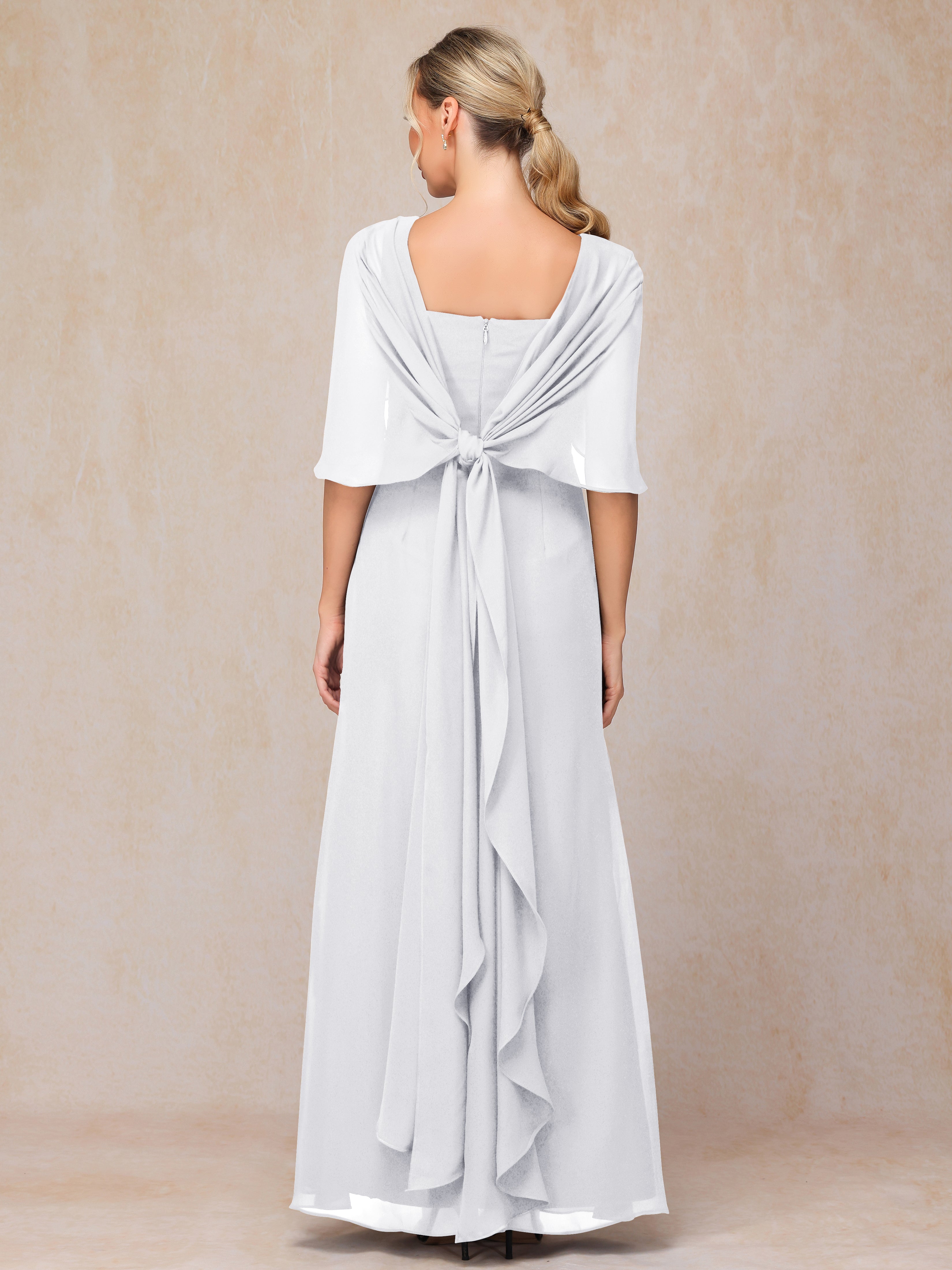 Floor Length Short Sleeves Chiffon Mother Of The Bride Dress