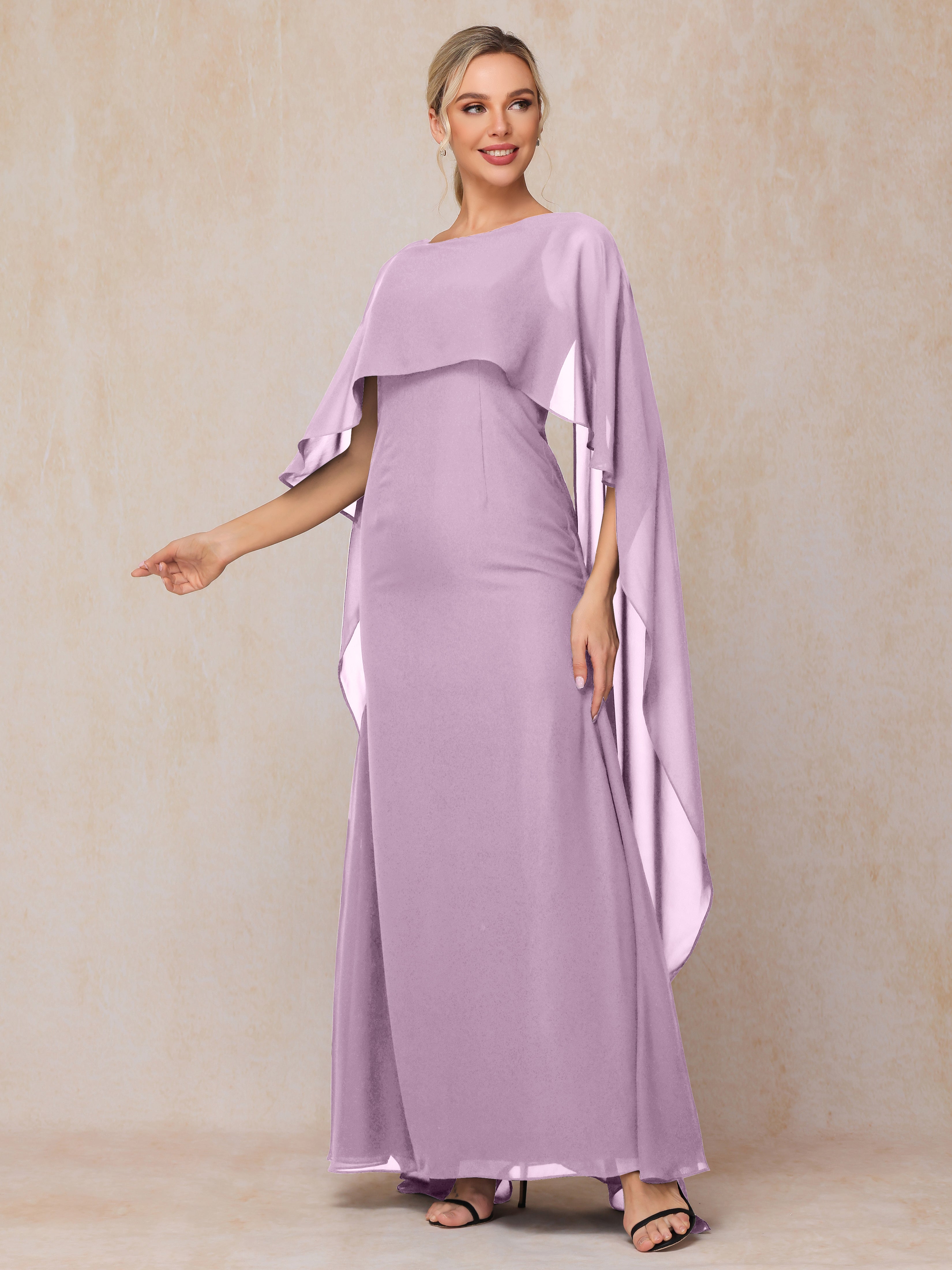 Floor Length Short Sleeves Chiffon Mother Of The Bride Dress