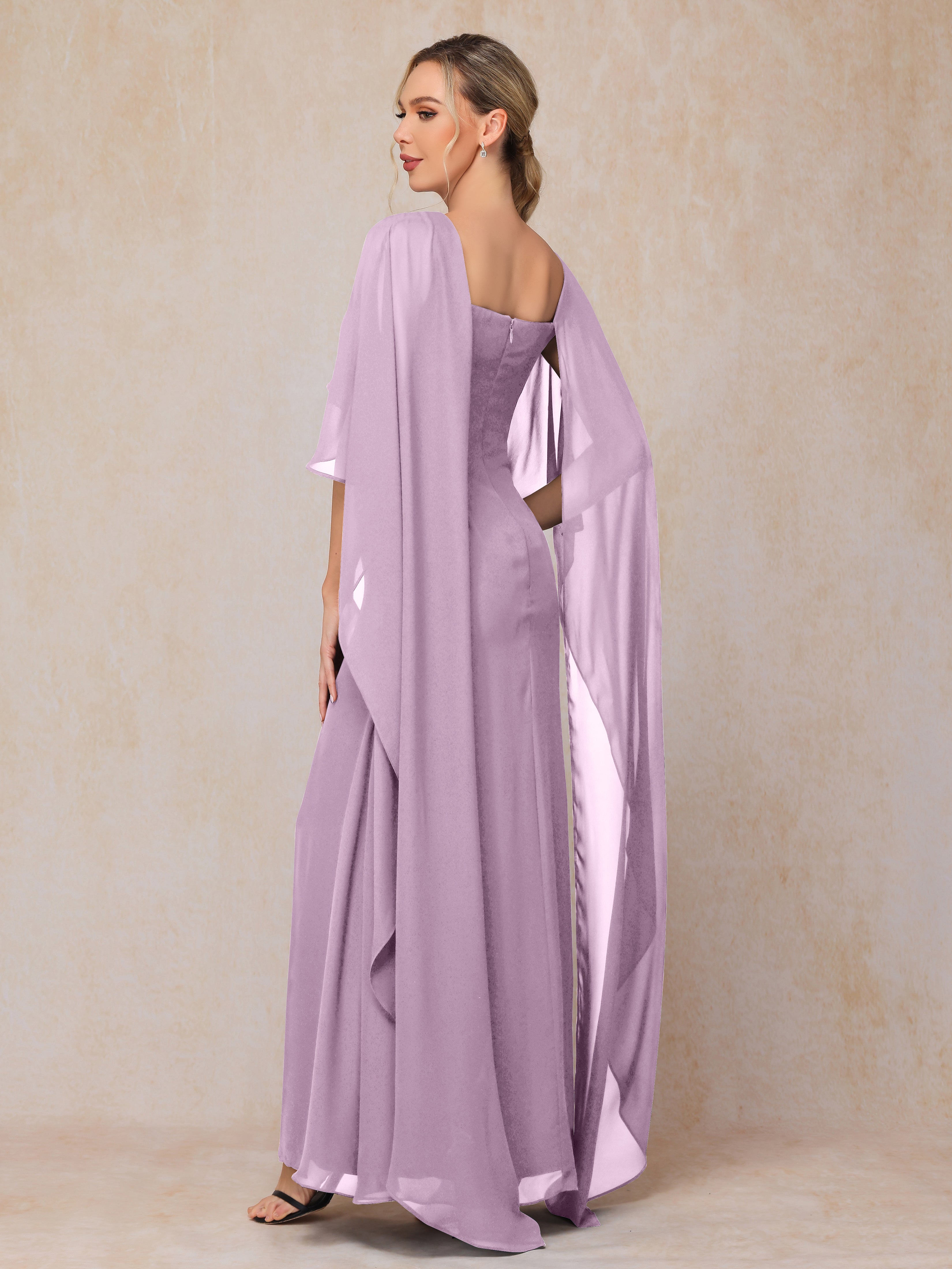 Floor Length Short Sleeves Chiffon Mother Of The Bride Dress
