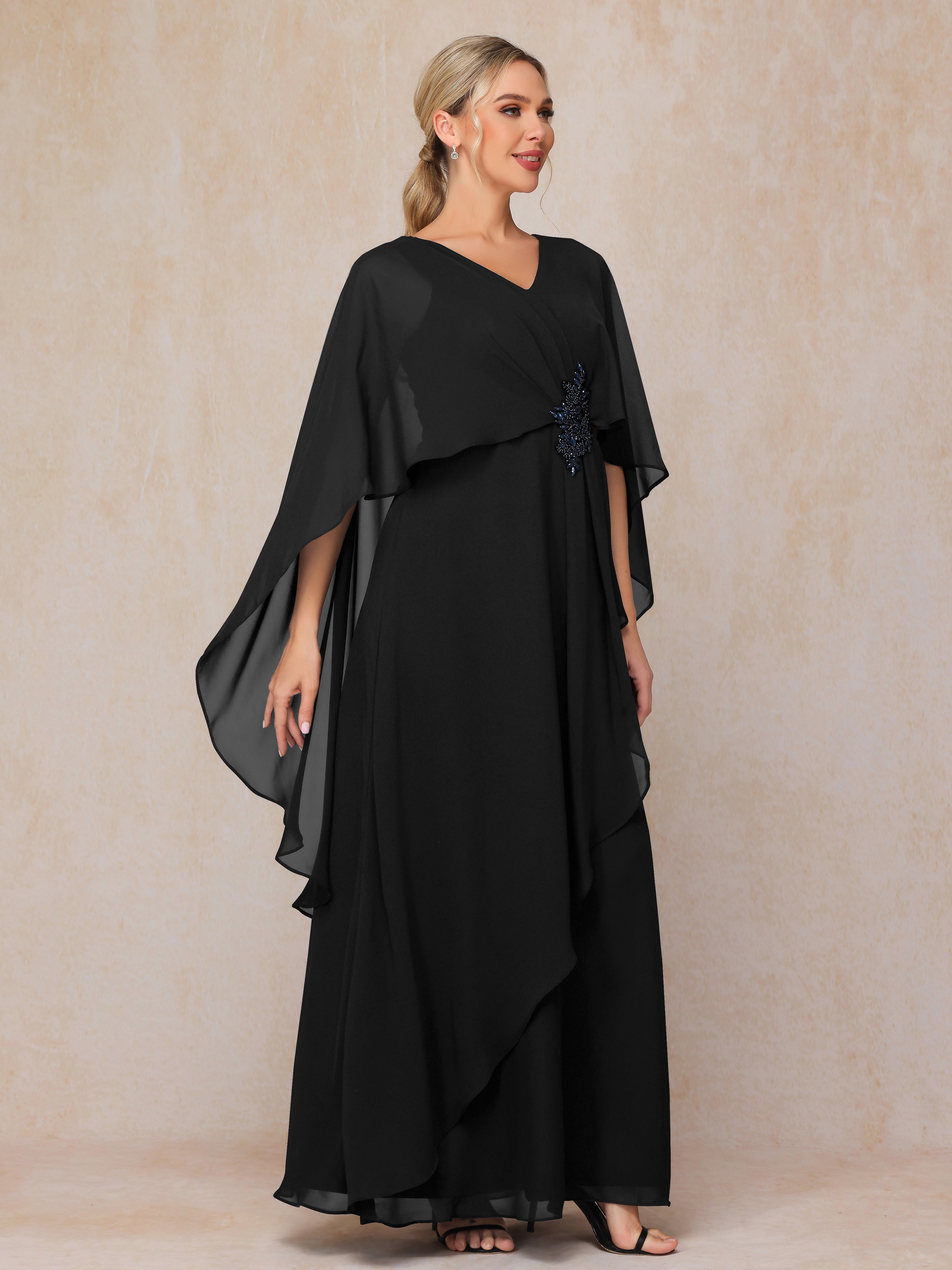 V Neck A Line Chiffon Mother Of The Bride Dress