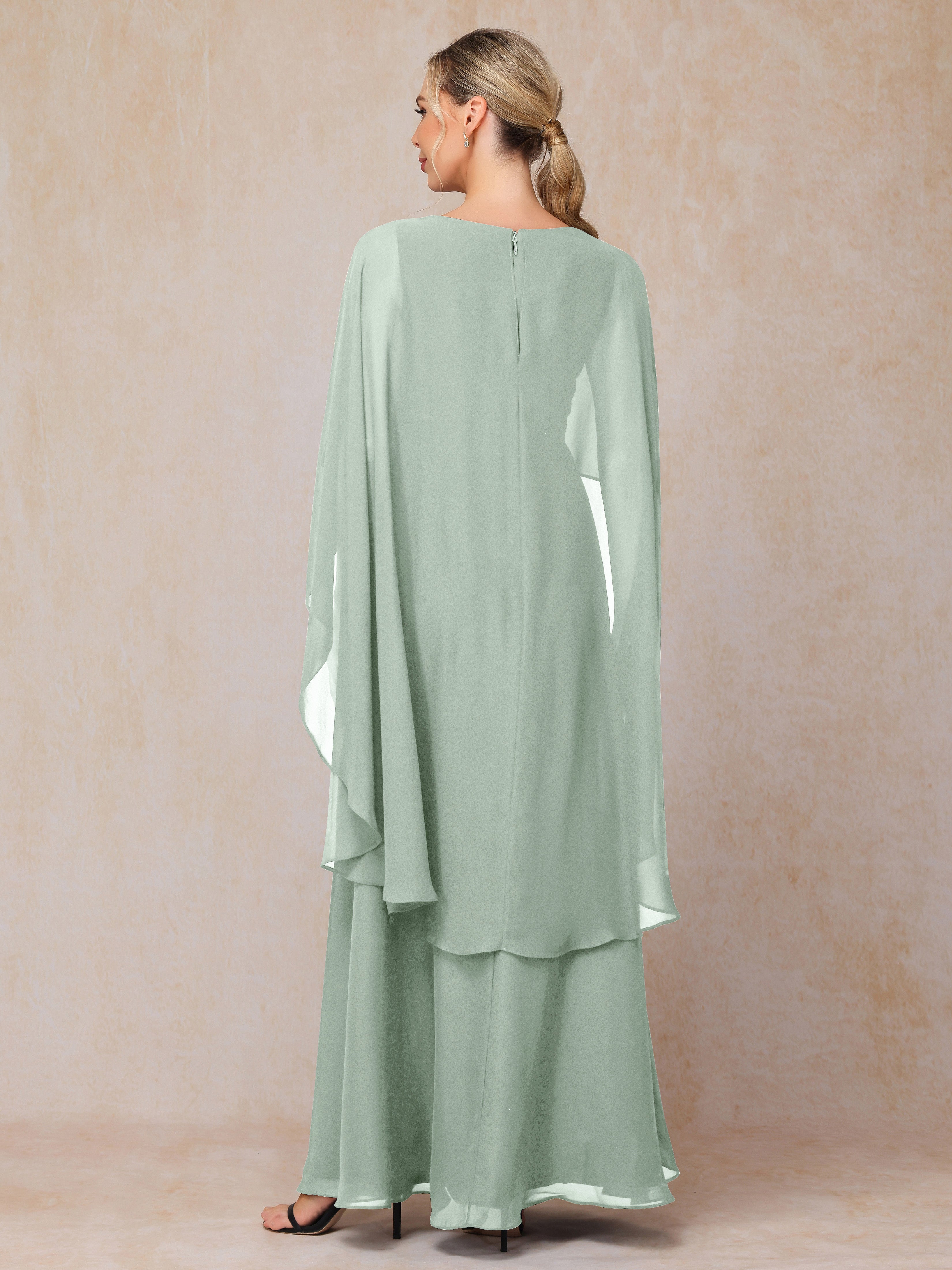 V Neck A Line Chiffon Mother Of The Bride Dress