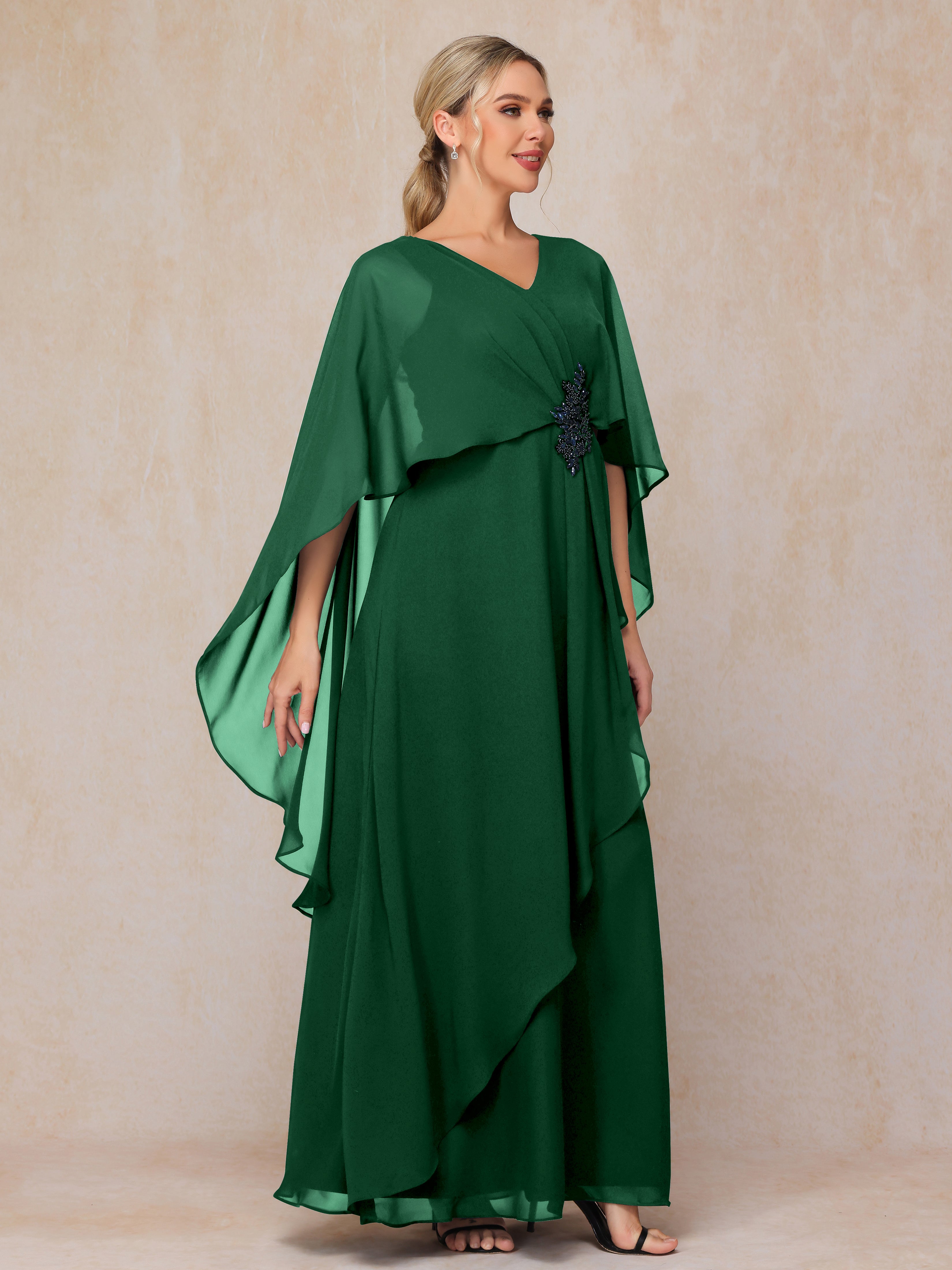 V Neck A Line Chiffon Mother Of The Bride Dress