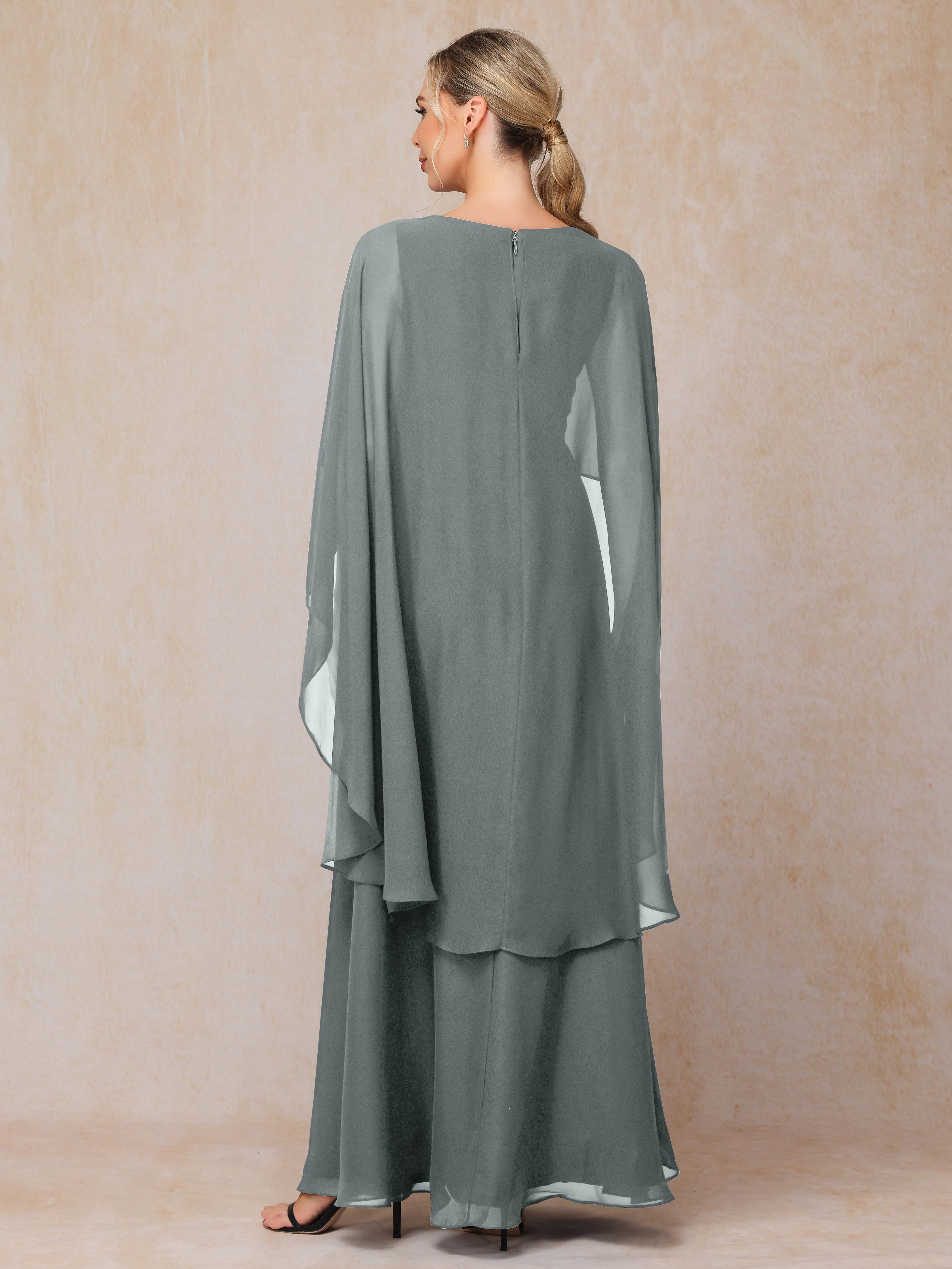 V Neck A Line Chiffon Mother Of The Bride Dress