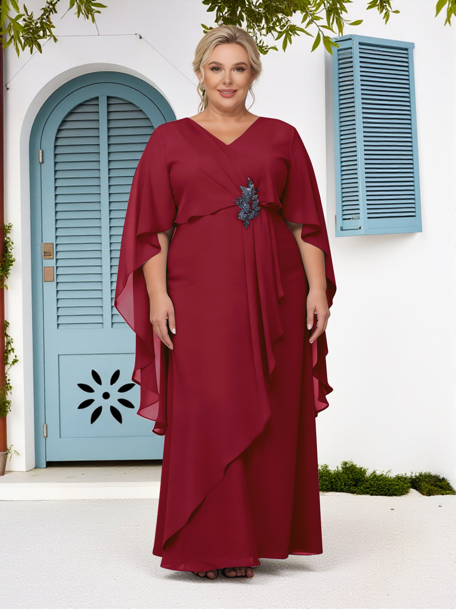 plus size burgundy dresses for wedding Amazon.com: SCOMCHIC Women's Plus Size Wedding Guest Dress Formal Lace Square Neck Short Sleeve Smocked Flowy Cocktail Maxi Dresses Burgundy : Clothing, Shoes & Jewelry