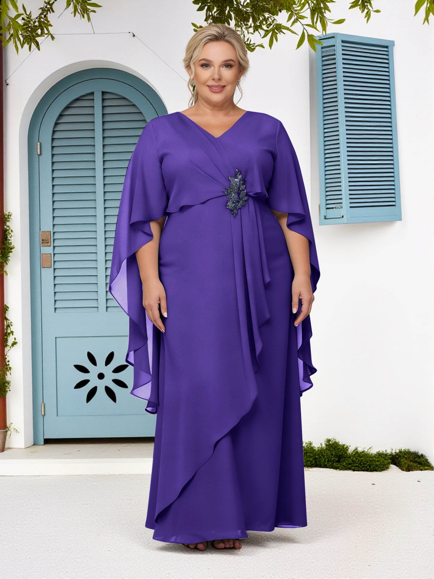 Cicinia Regency Plus Size Mother Of The Bride Dress Long Chiffon Beade