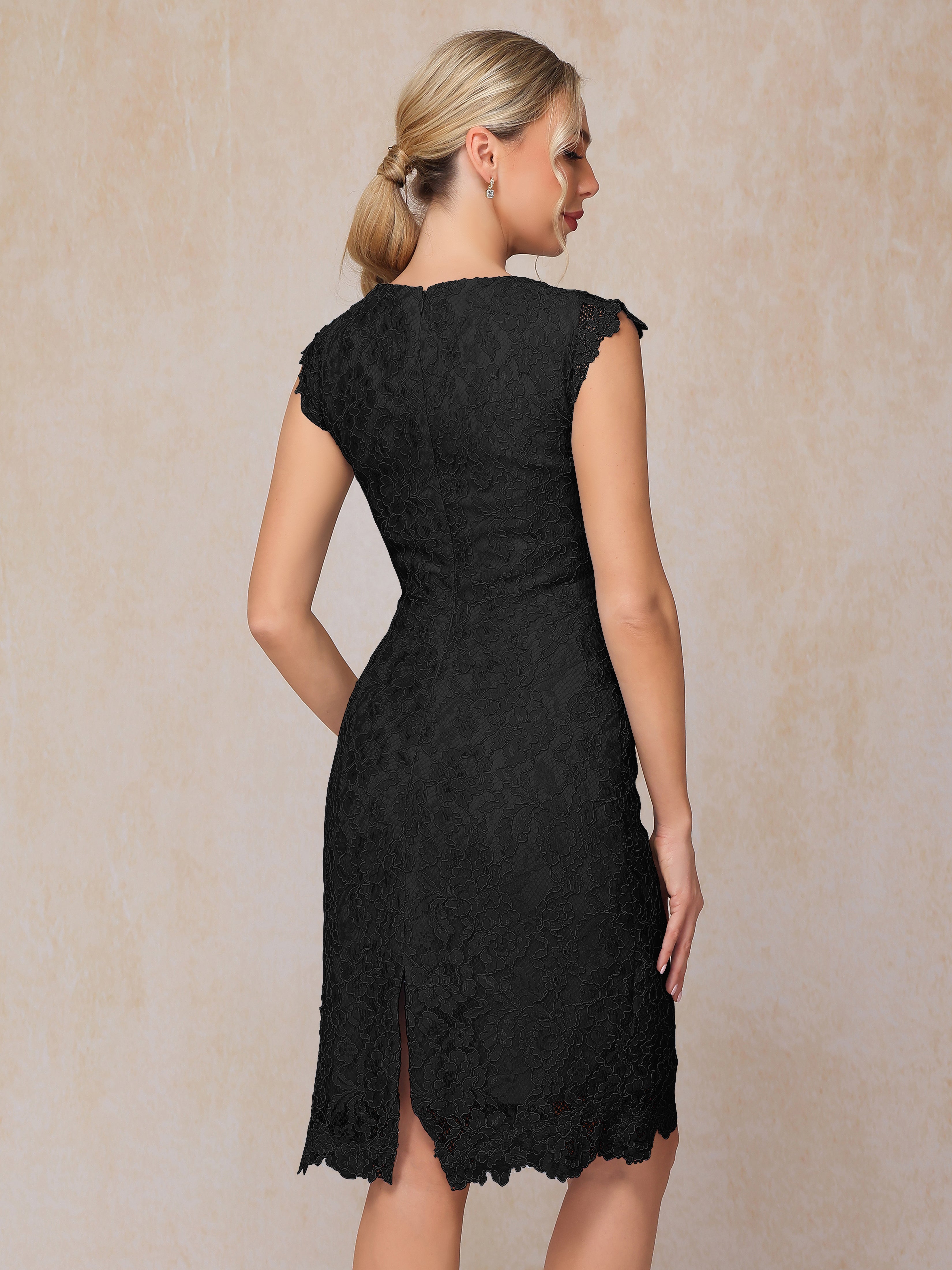 Cap Sleeves Knee Length Lace Mother Of The Groom Dress